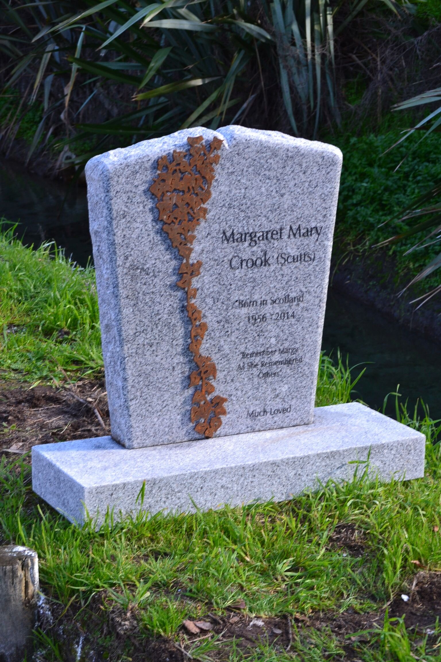NZ Hand Carved Headstone. Corten 2