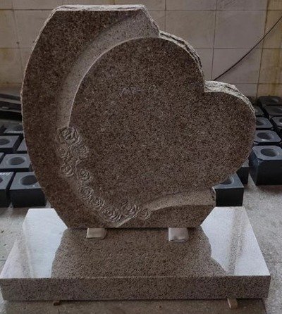 Carved heart headstone