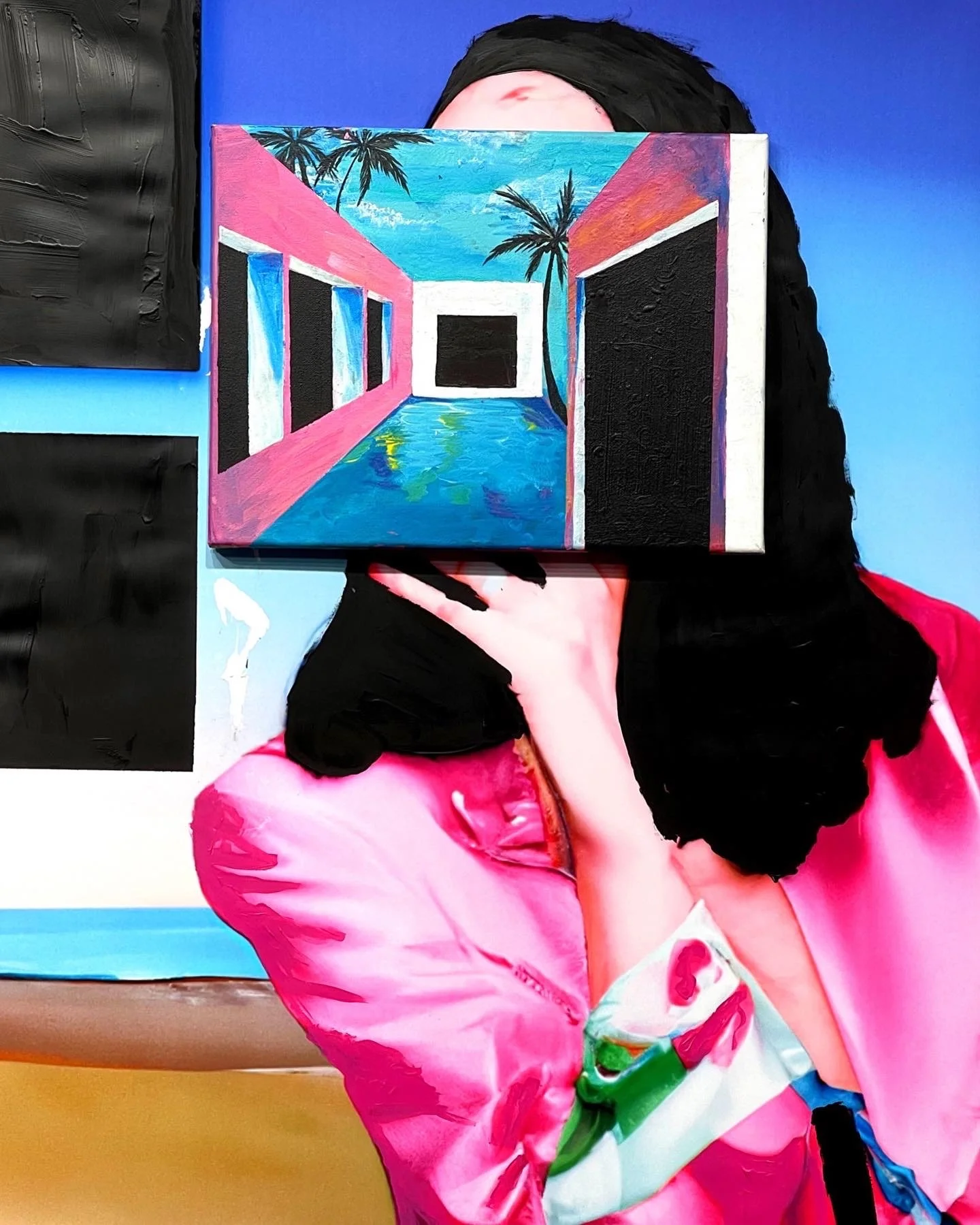 "Neurodivergent HotGlam 2" - Mixed media, 40" x 30", 2022