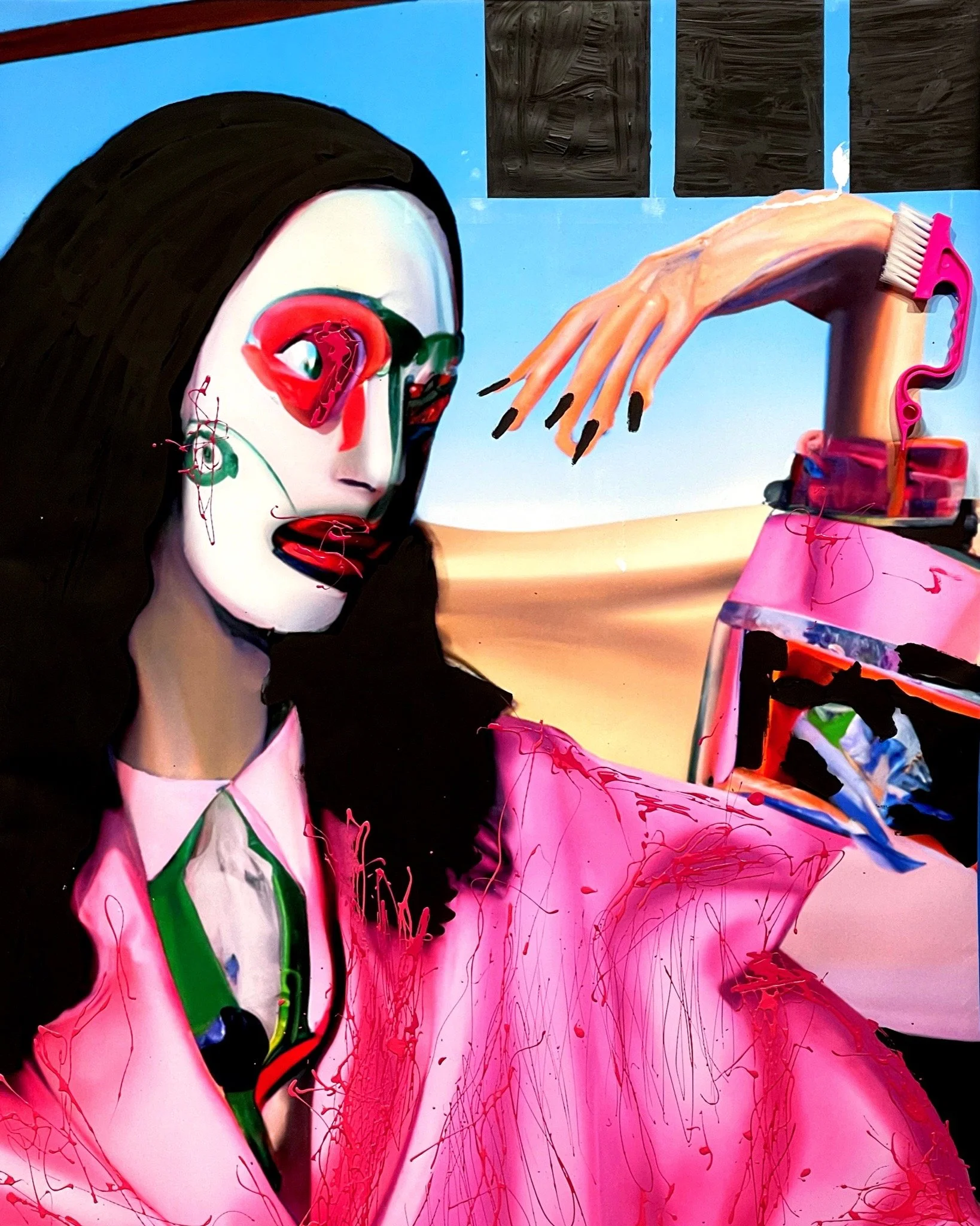 "Neurodivergent HotGlam 3" - Mixed media, 40" x 30", 2022