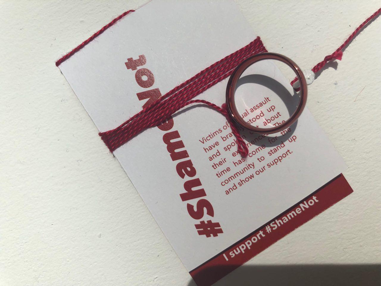 Pledge card and ring with string attached for data survey