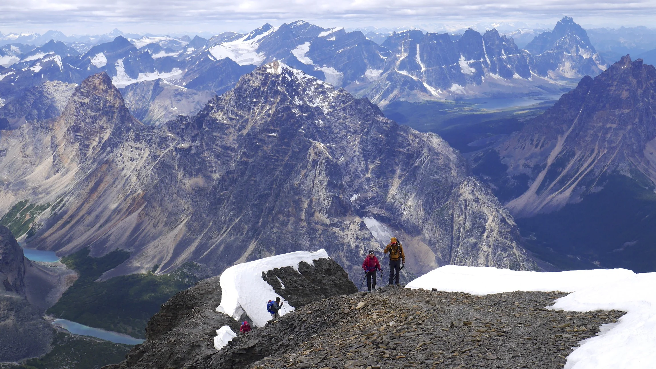 Mt. Edith Cavell summit ridge. The Tonquin Valley is visible on the right.