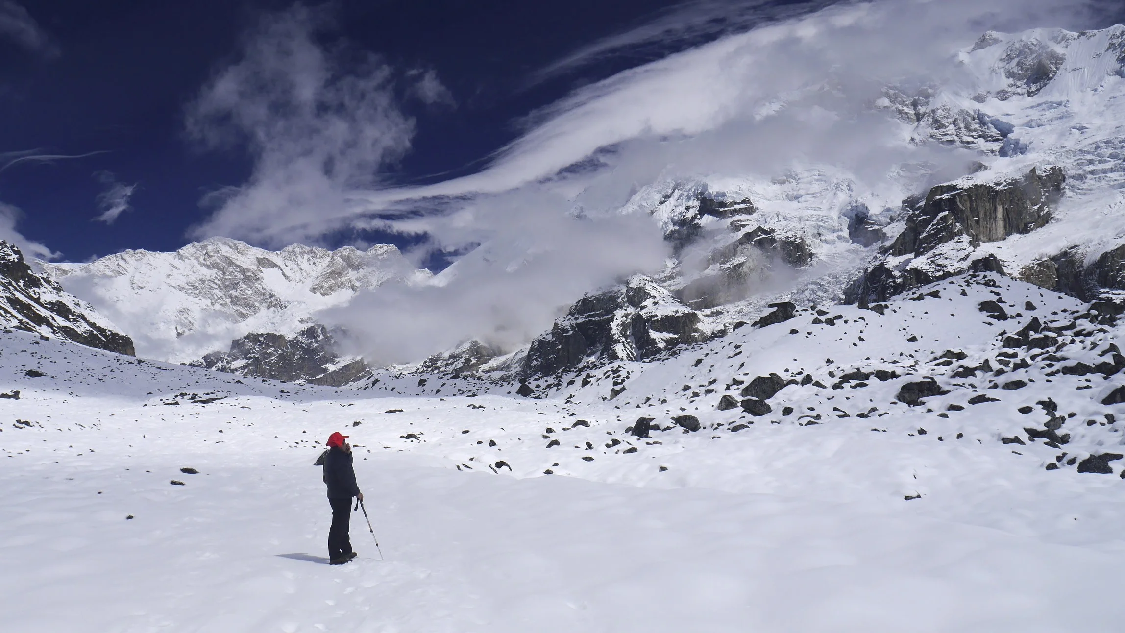 Sangey and I exploring the upper Yalung Glacier