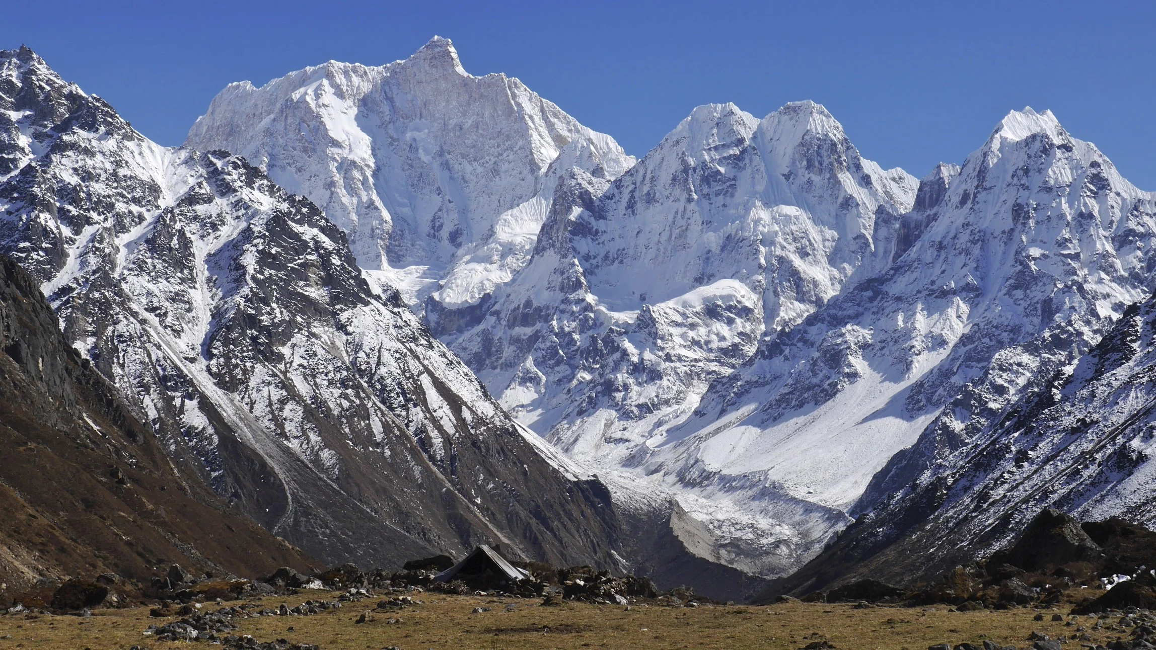 The view to Janu 7,710m from Nupchu Valley