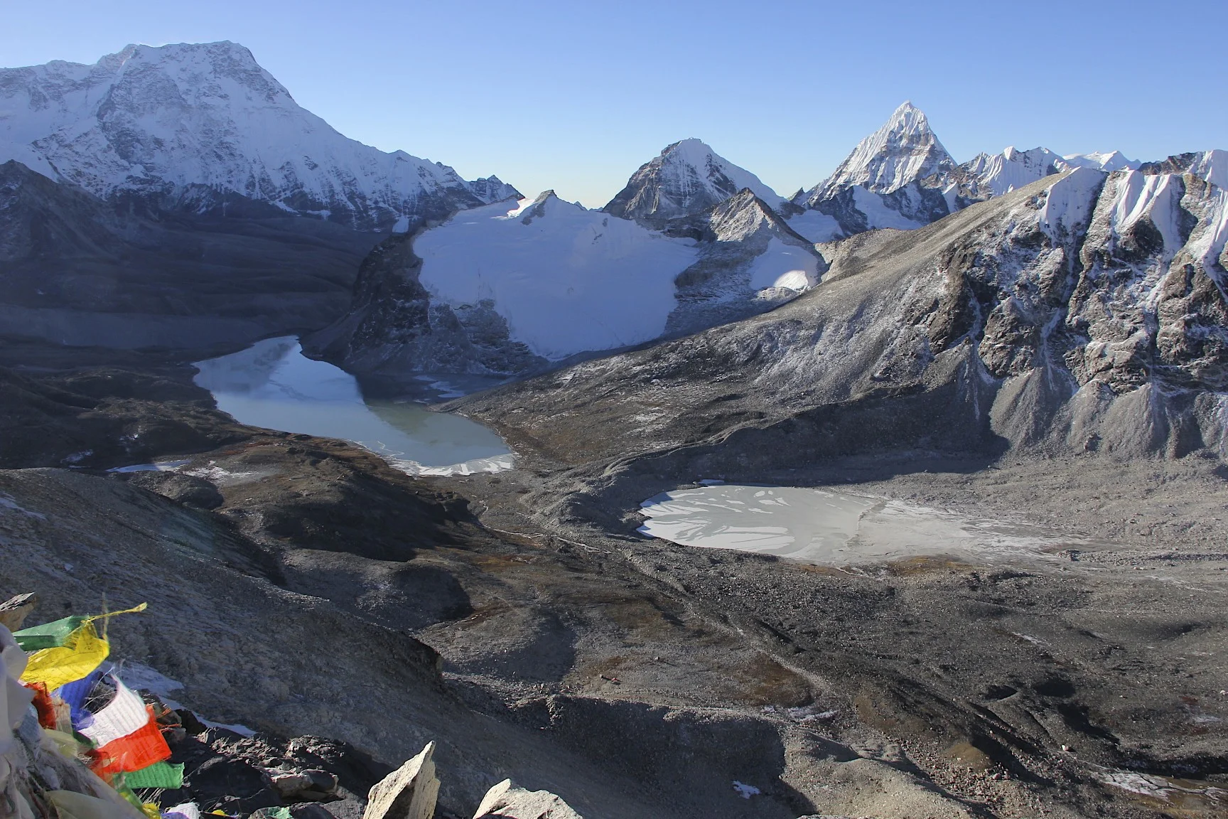Looking back at Chamlang and the Hinku Valley from Amphu Labtsa Pass.