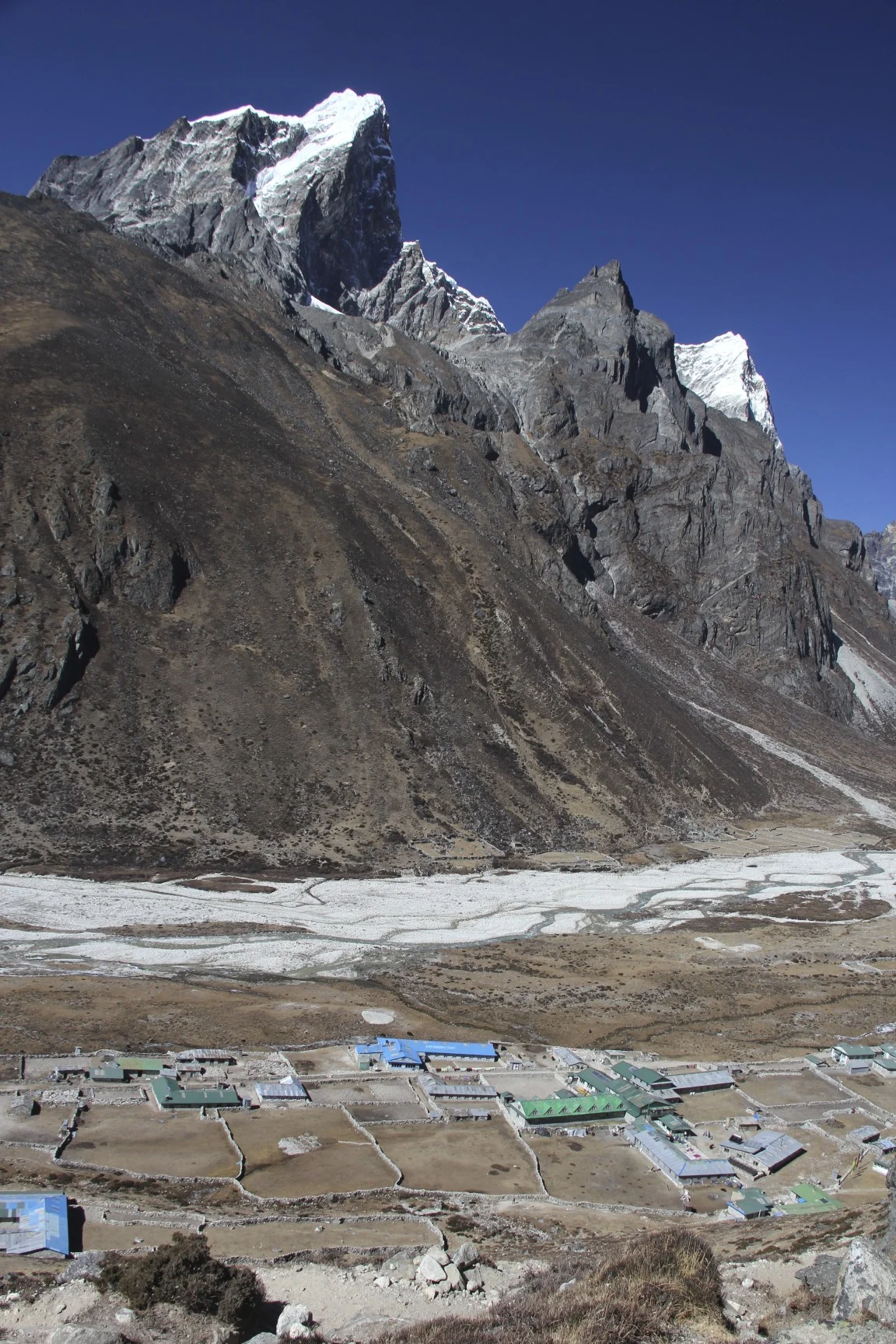 Pheriche village and Mt. Cholatse.