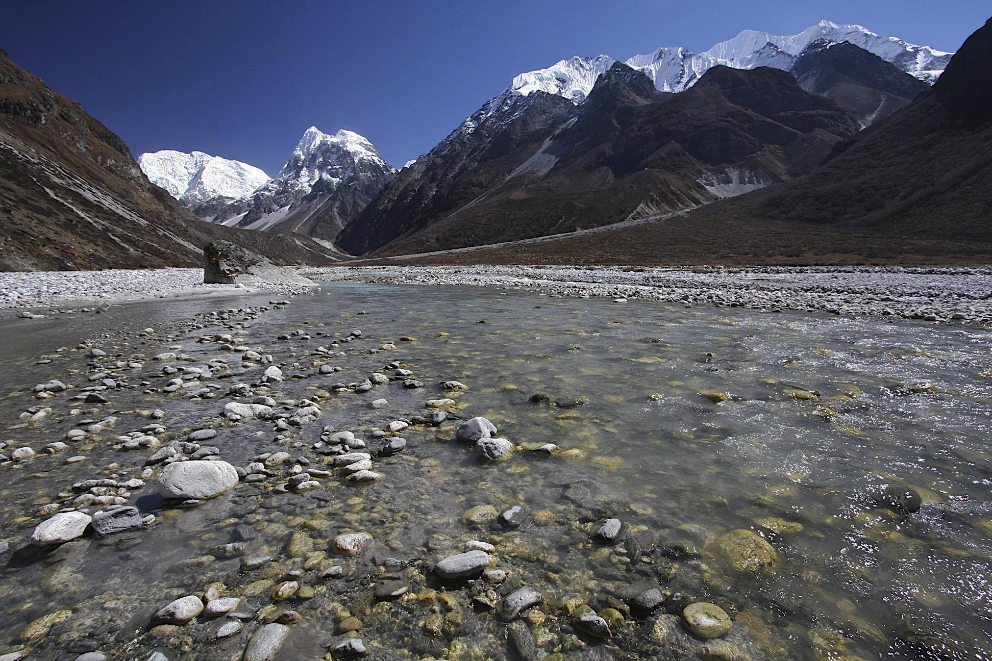 Langtang River and Langshisa Ri on the horizon