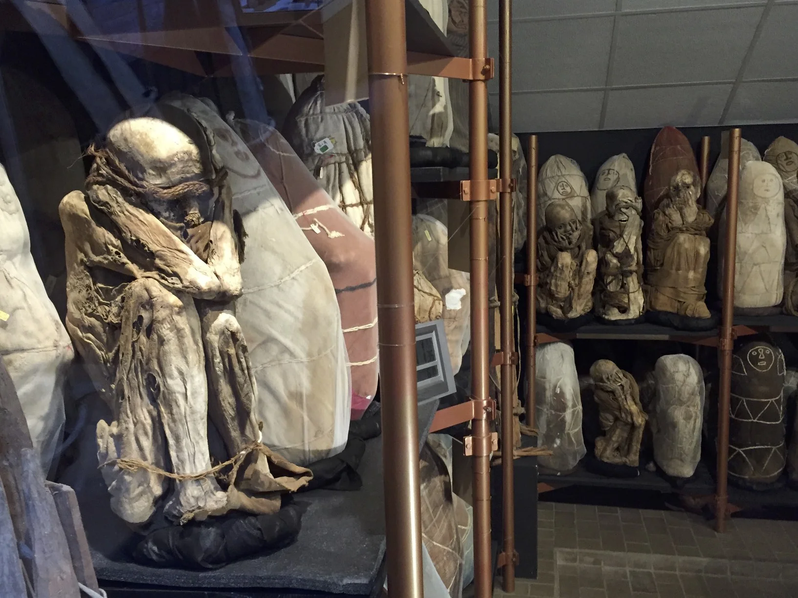 Mummies at the Museum of Leymebamba in a climate controlled room.