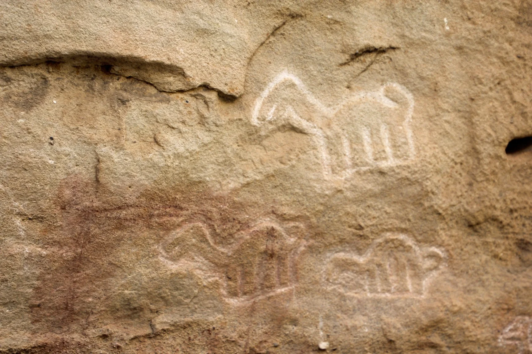 Rock art from the Bronze Age at the Pitaya petroglyphs near Chachapoyas.