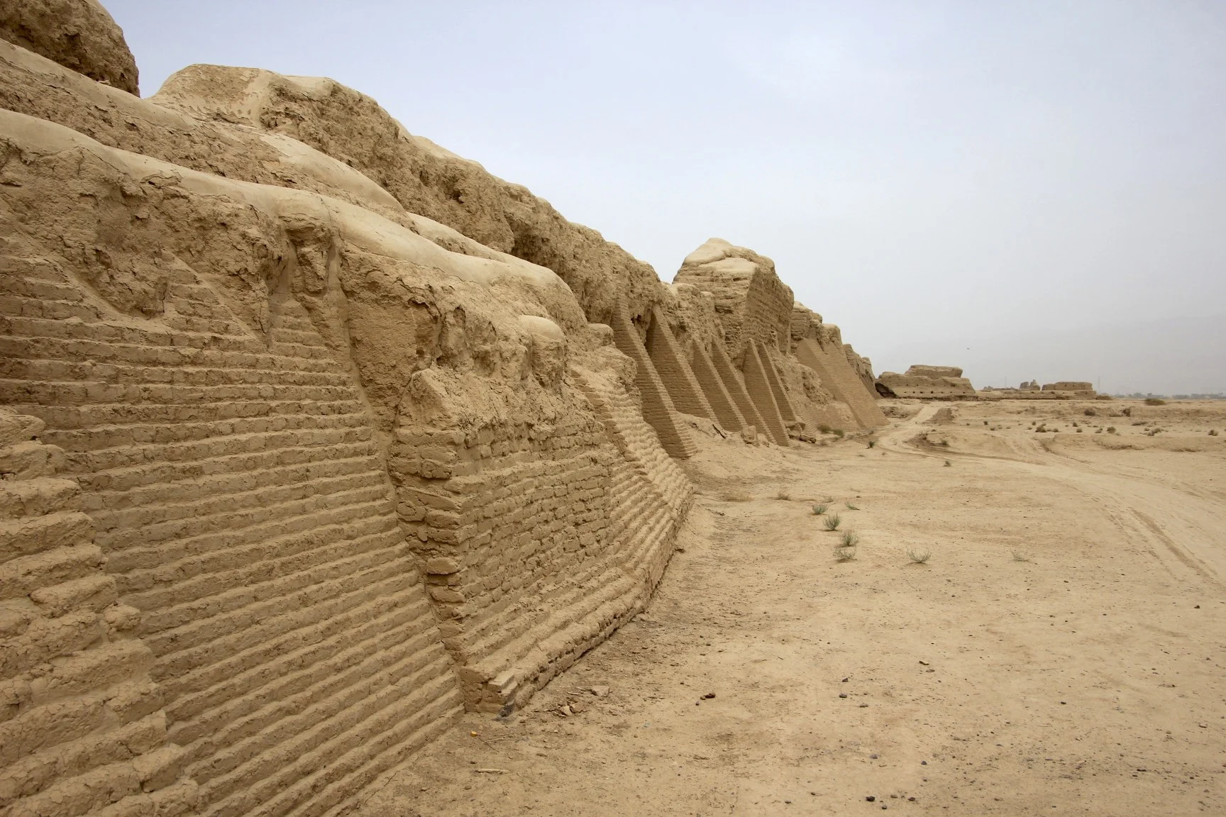Gaochang city was built in the 1st century BC, it was an important site along the Silk Road. The old city defensive wall.