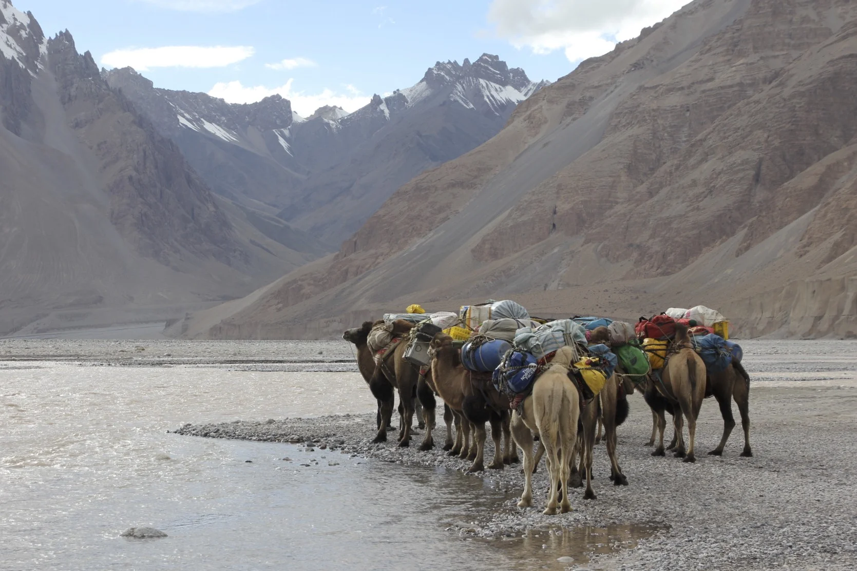 Preparing to cross the Shakgskam River