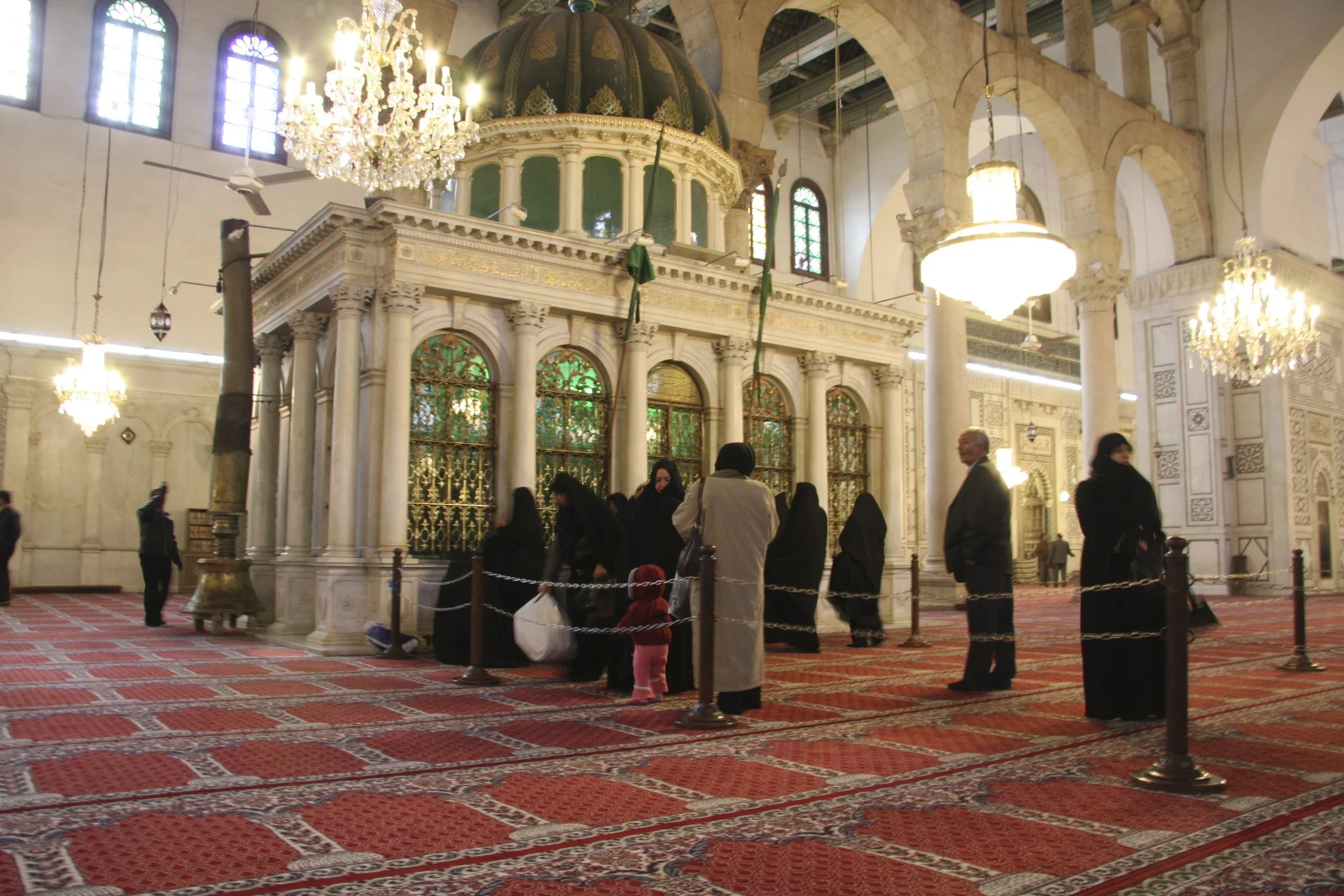 The place where the head of John the Baptist is held, inside the Umayyad Mosque. Built in the year 706 on the site of early Christian temple dedicated to John the Baptist.