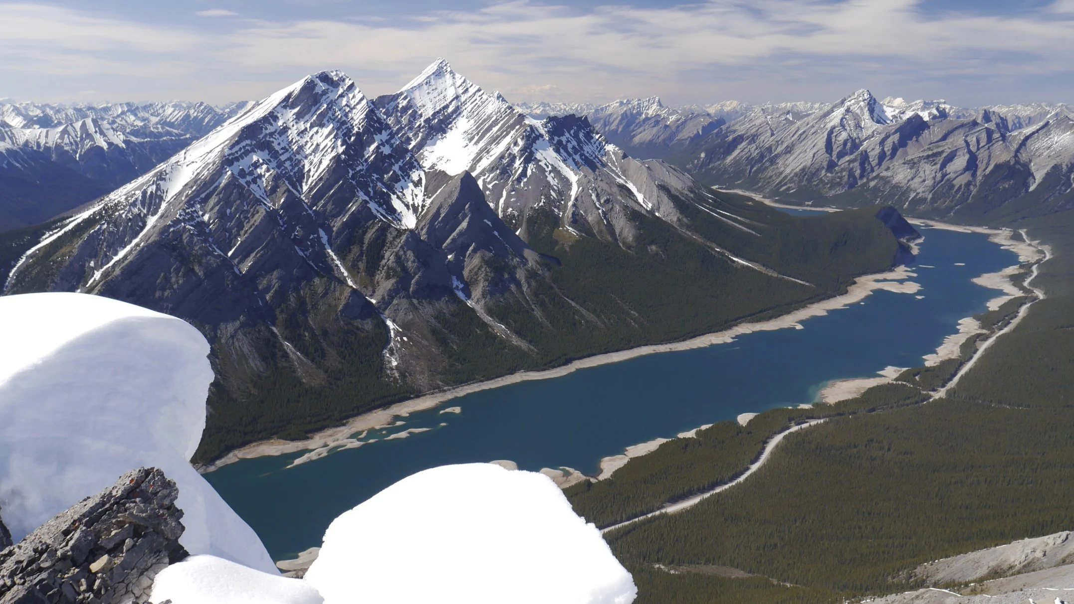 The view of Mt. Nestor and The Spray Lake in the Kananaskis Country