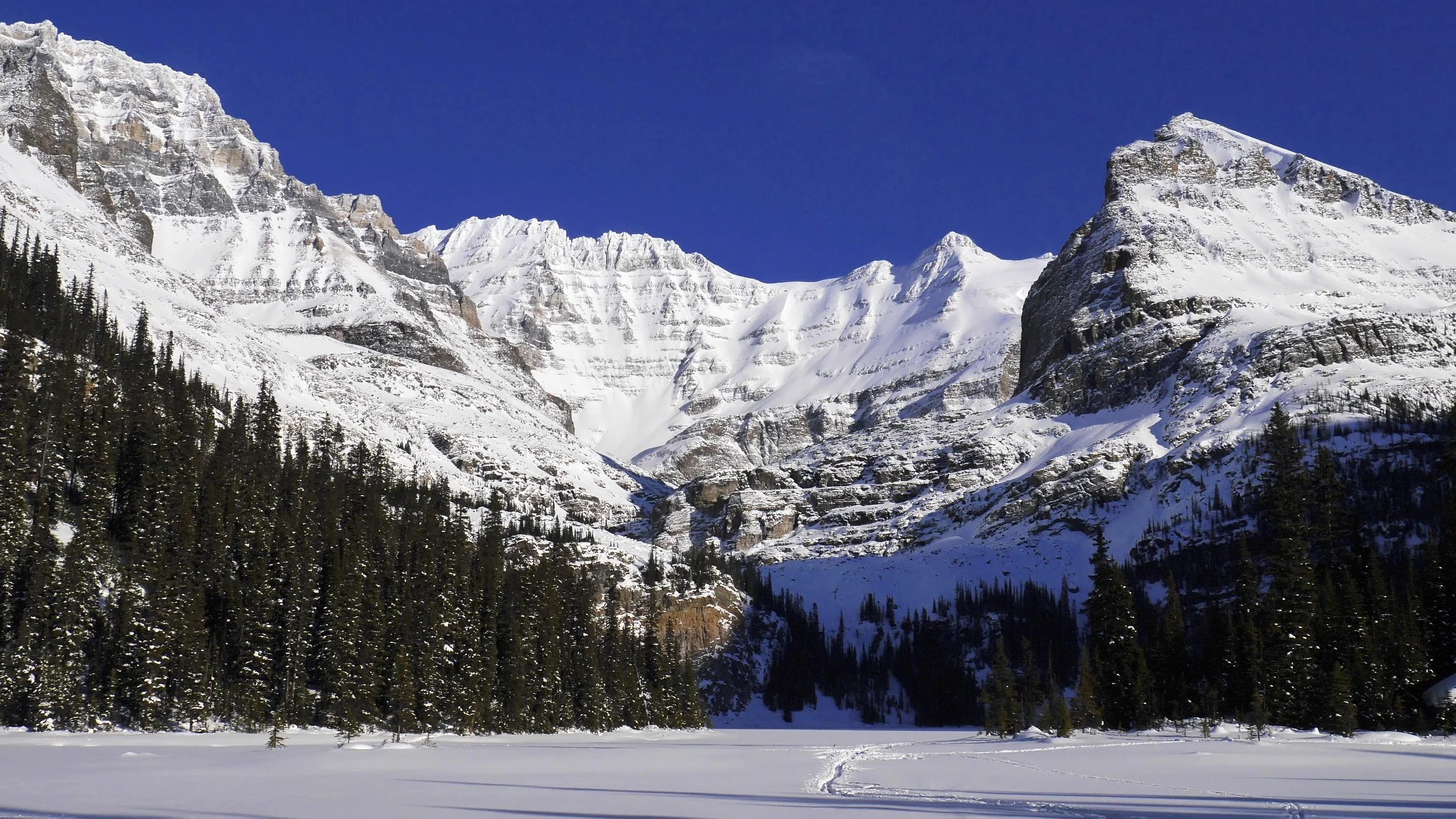 Mt. Lefroy and Lake O'Hara in winter