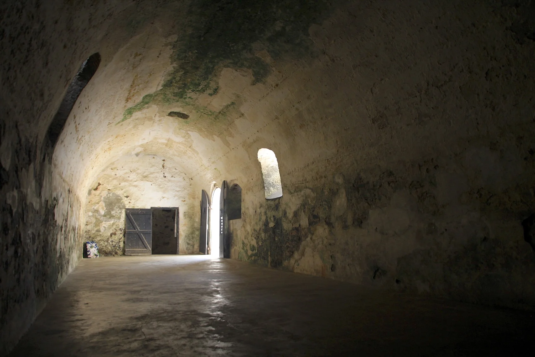 Slave holding cells from where they were led to waiting ships in the Elmina slave castle