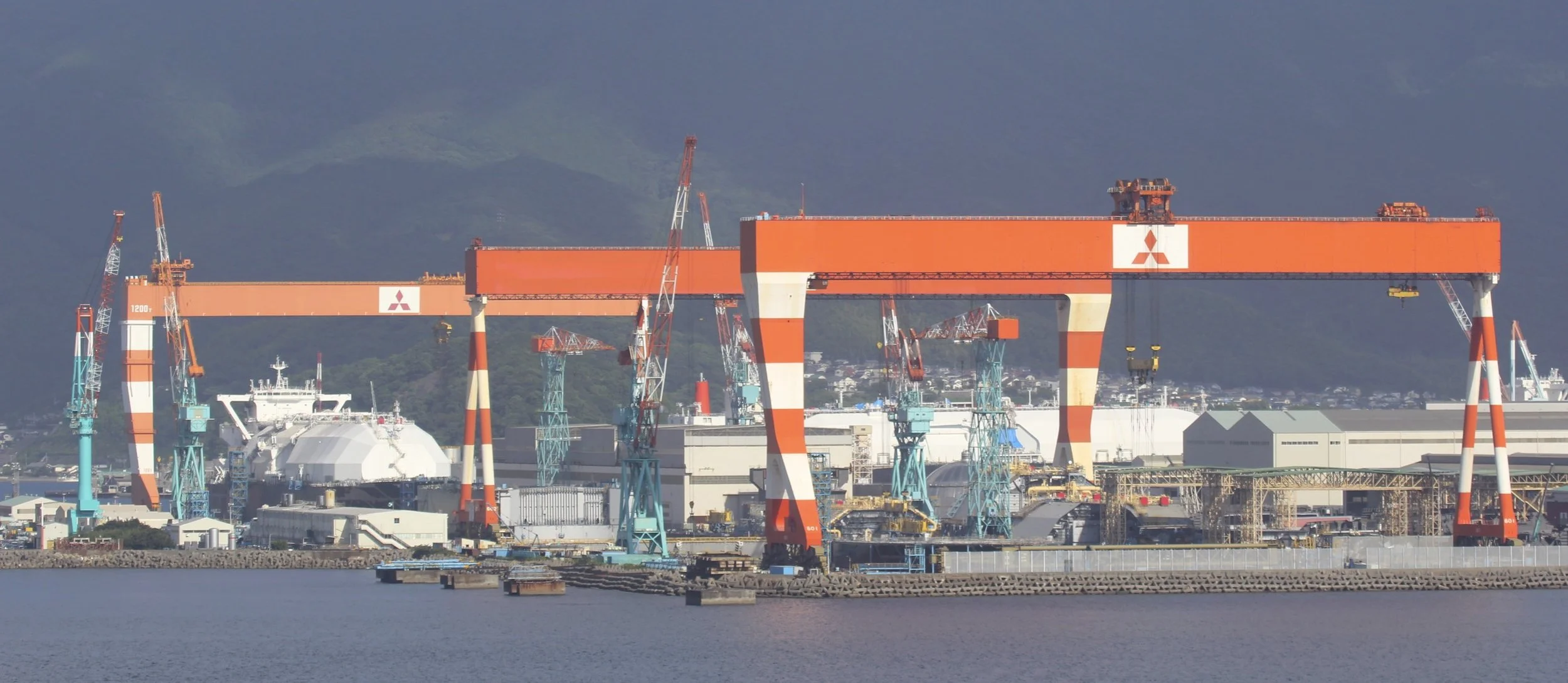 Mitsubishi Shipyards in Nagasaki specializing in building LNG ships.