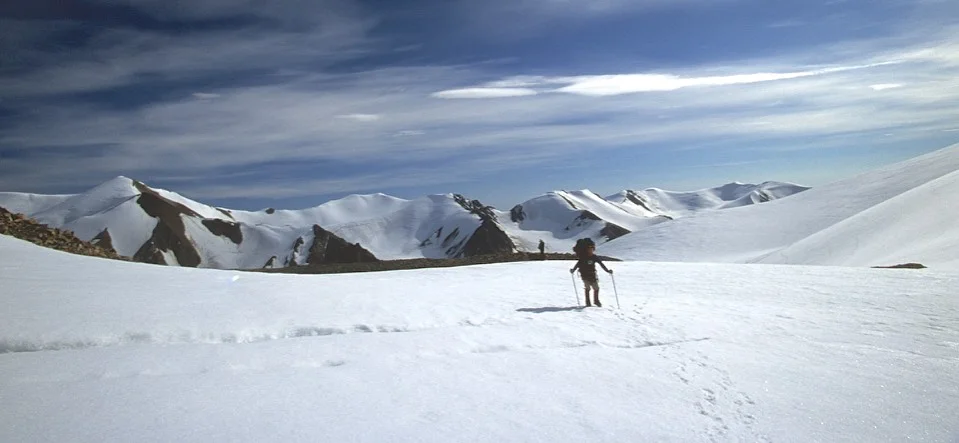 We crossed an unnamed mountain pass to access a large glacier system