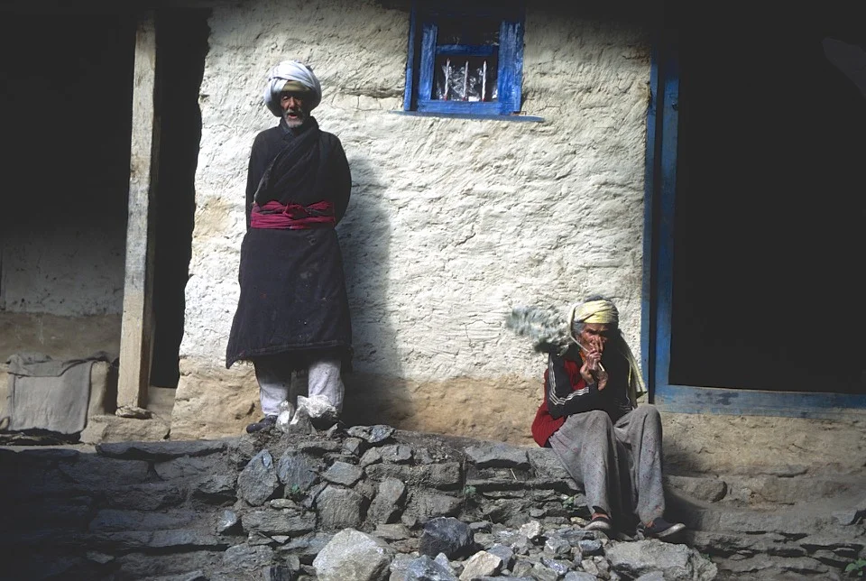 Smoking a traditional pipe