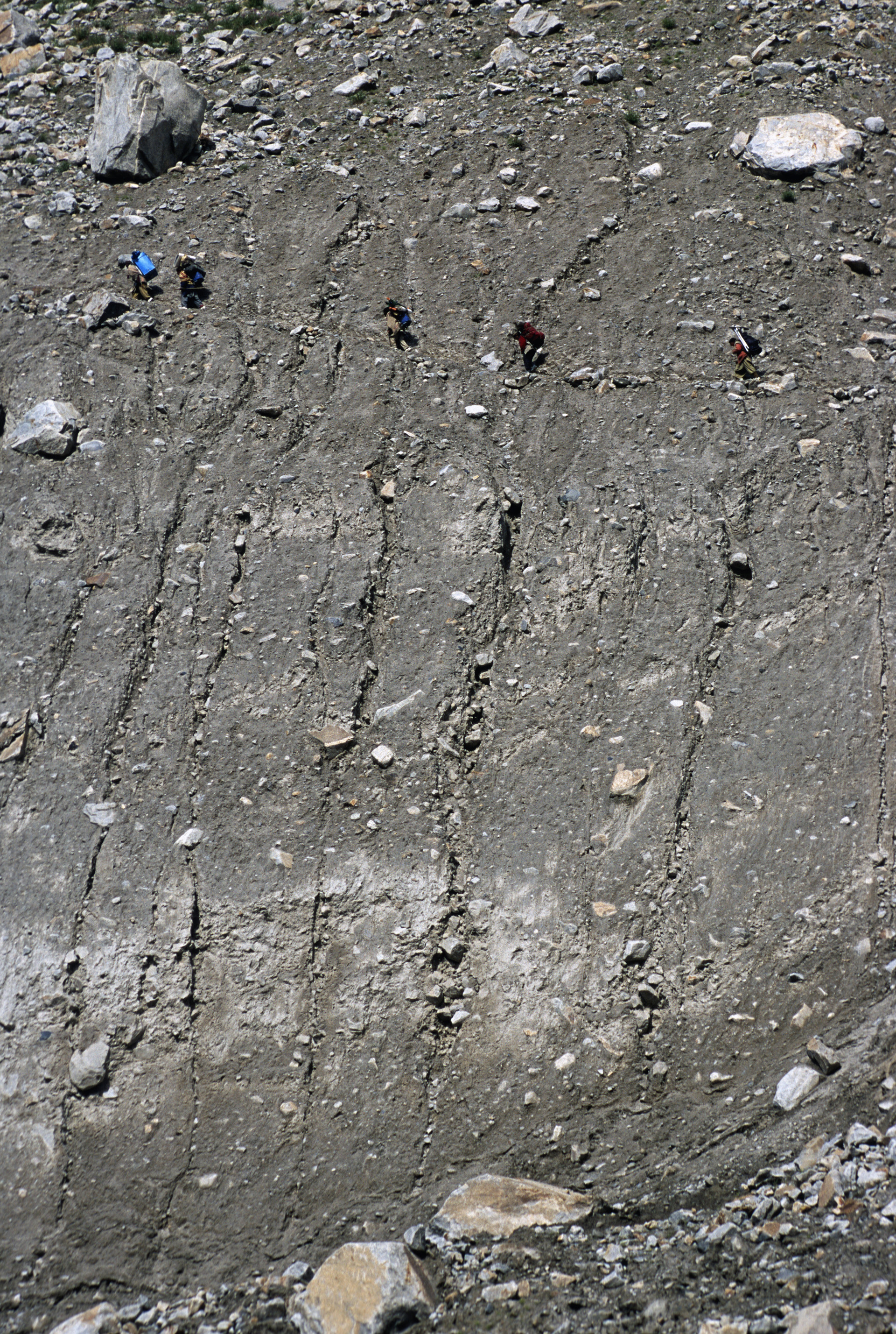 Steep climb after crossing the Pumari Chish Glacier.