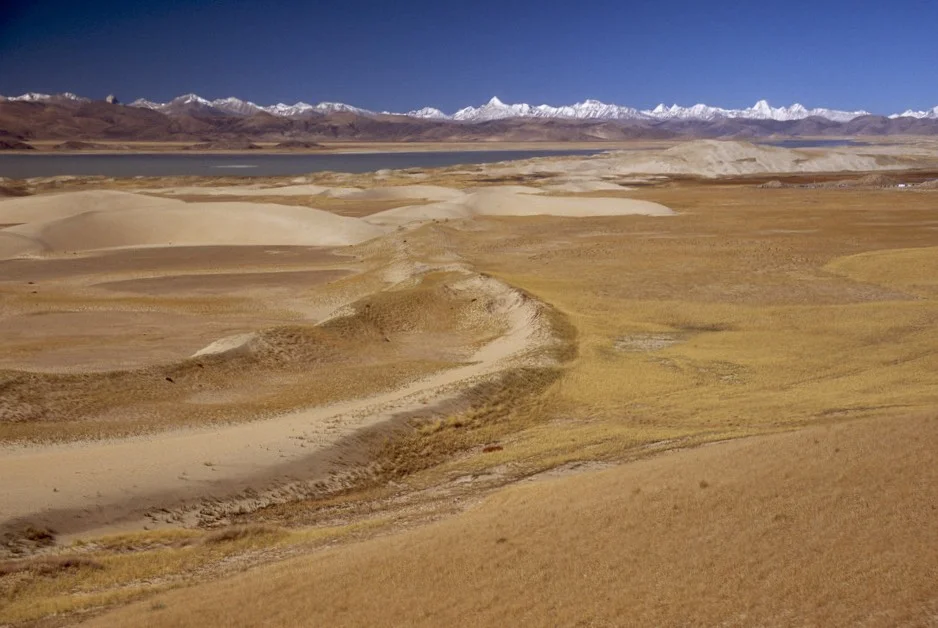 The Himalaya Range from the Tibetan Plateau. The mountains on the horizon are the Domodar Himal close to Mustang in Nepal.