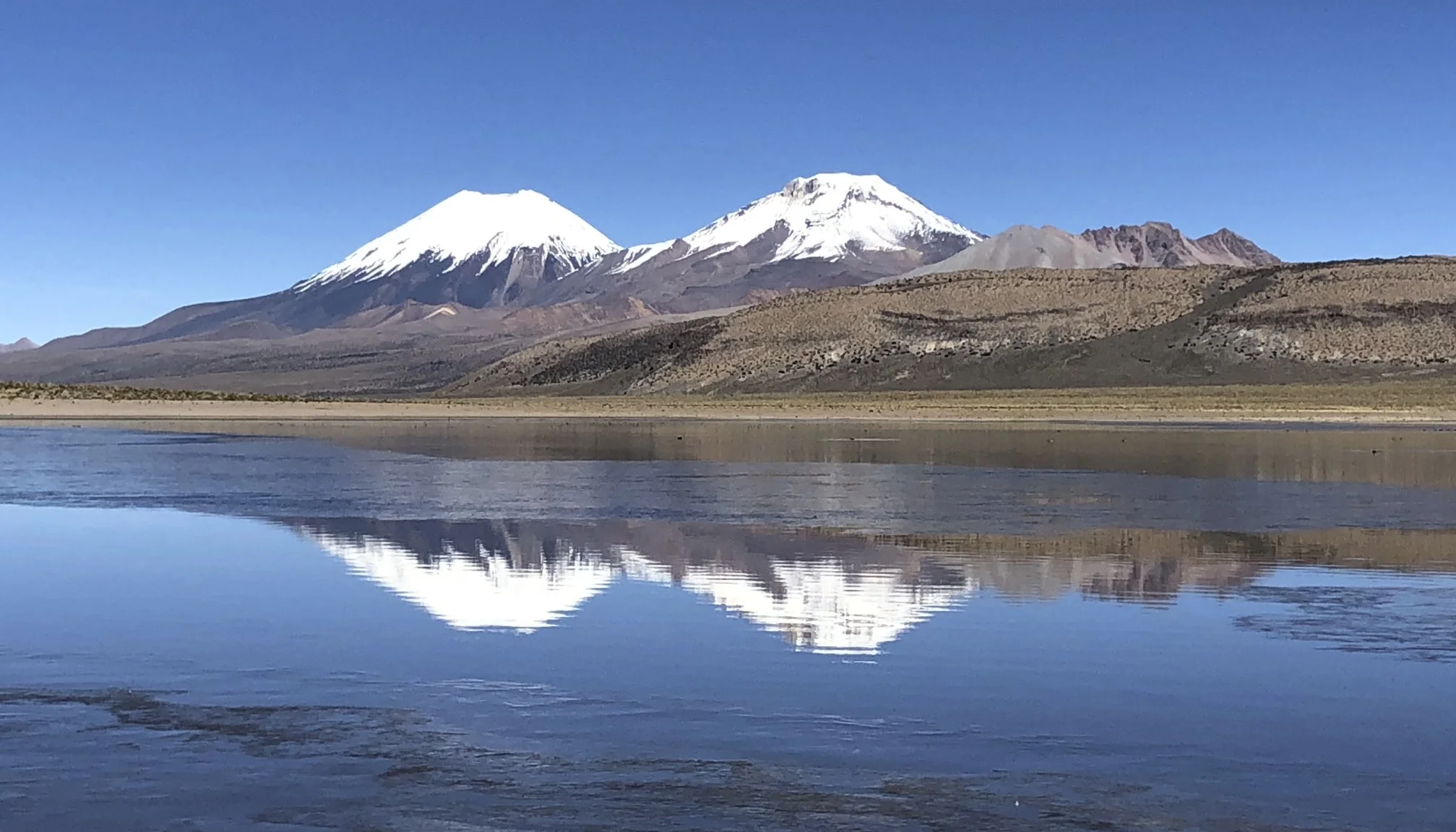 Volcanoes Parinacota and Pomerade on the border between Bolivia and Chile
