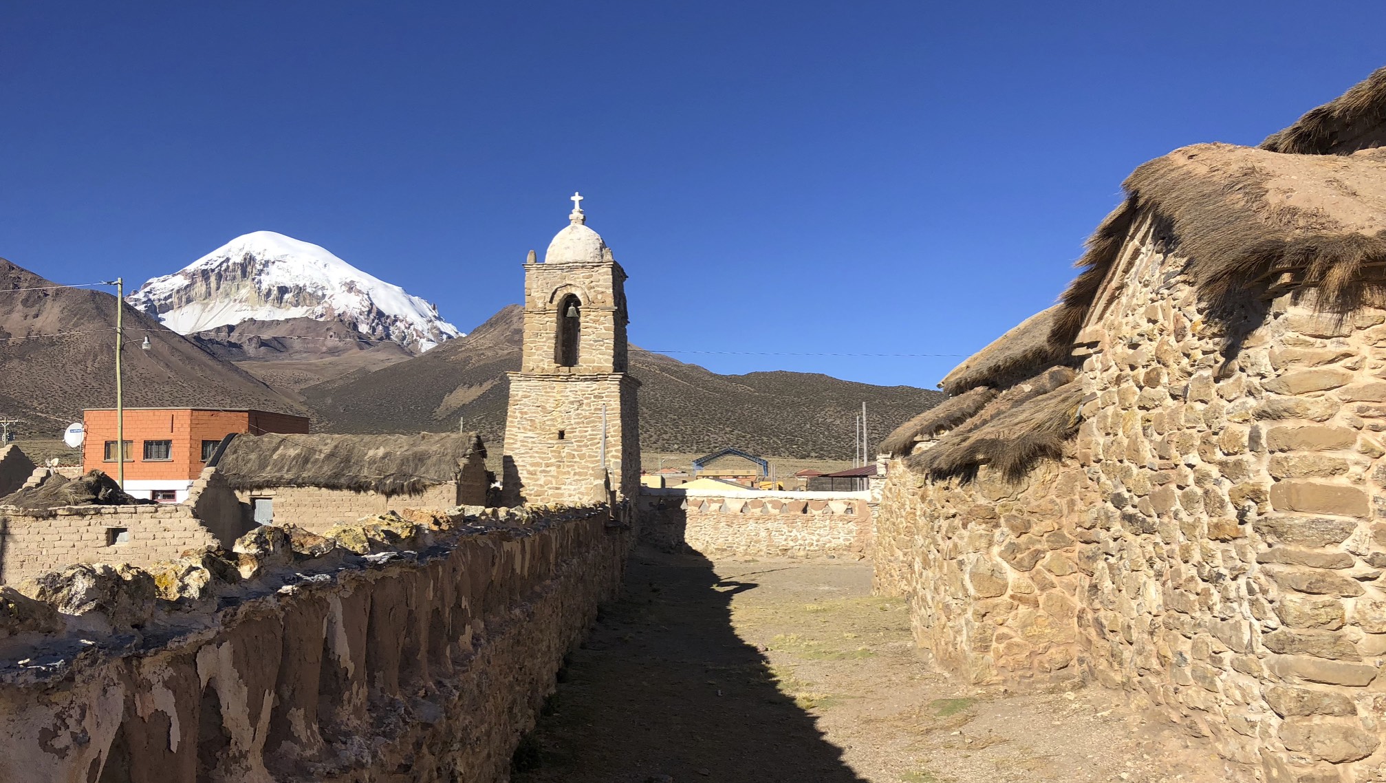 Sajama Village with Volcan Sajama in the background
