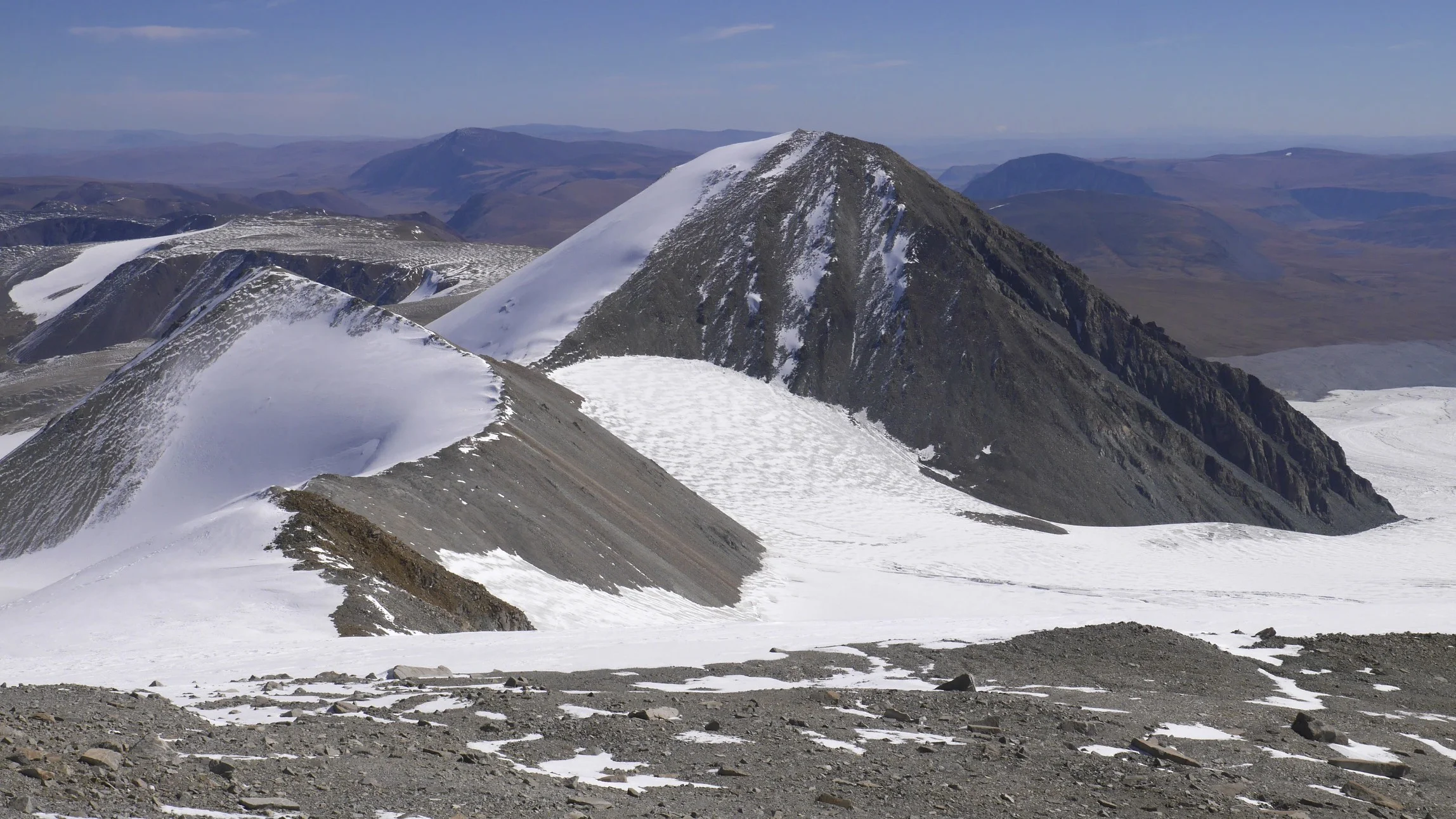 Mount Malchin 4,050m from Mount Nairamdal 4,180m