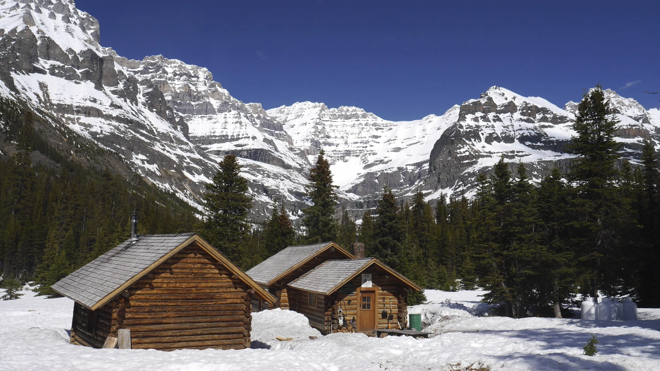 ACC hut at Lake Ohara. Mt. Lefroy in the centre
