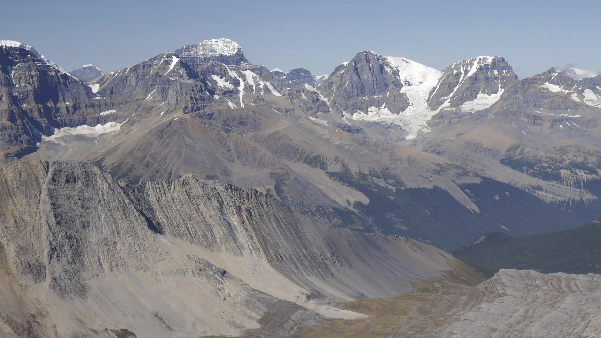 Mt. Alberta, Mt. Wooly and Mt. Diaden from Nigel Peak