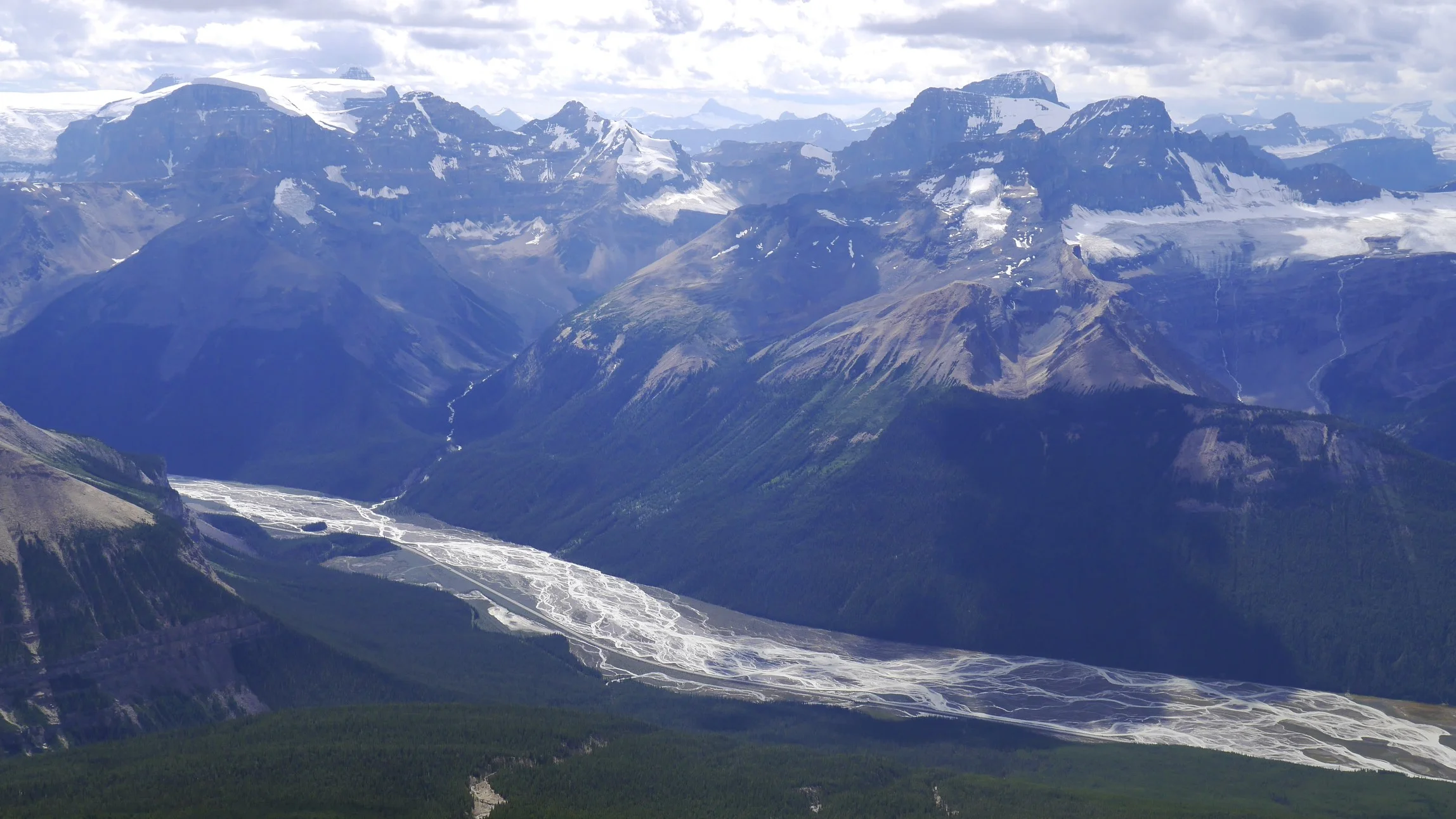Snow Dome (left), Mt. Alberta, Mt Diadem (right) from Sunwapta Peak