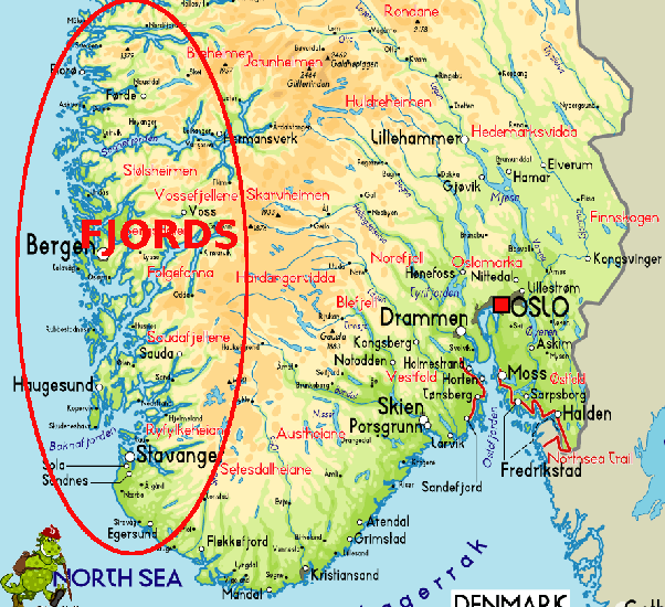 Norwegian Fjords Map Norwegian Fjords Map