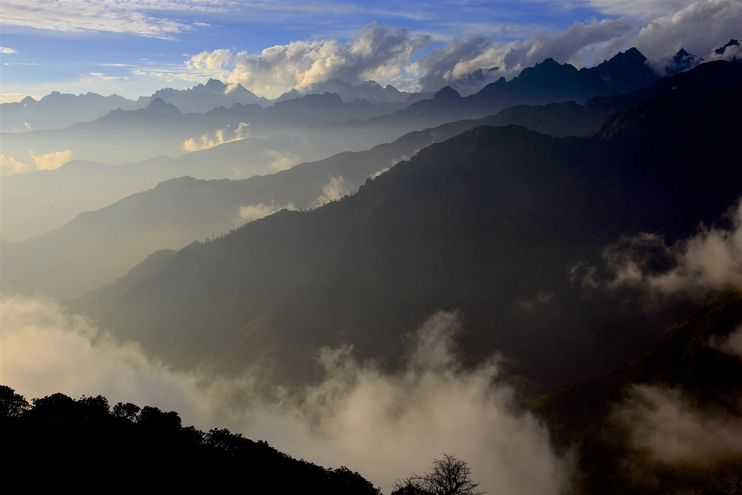 High on the ridge near Panch Pokari during a spectacular sunsent.