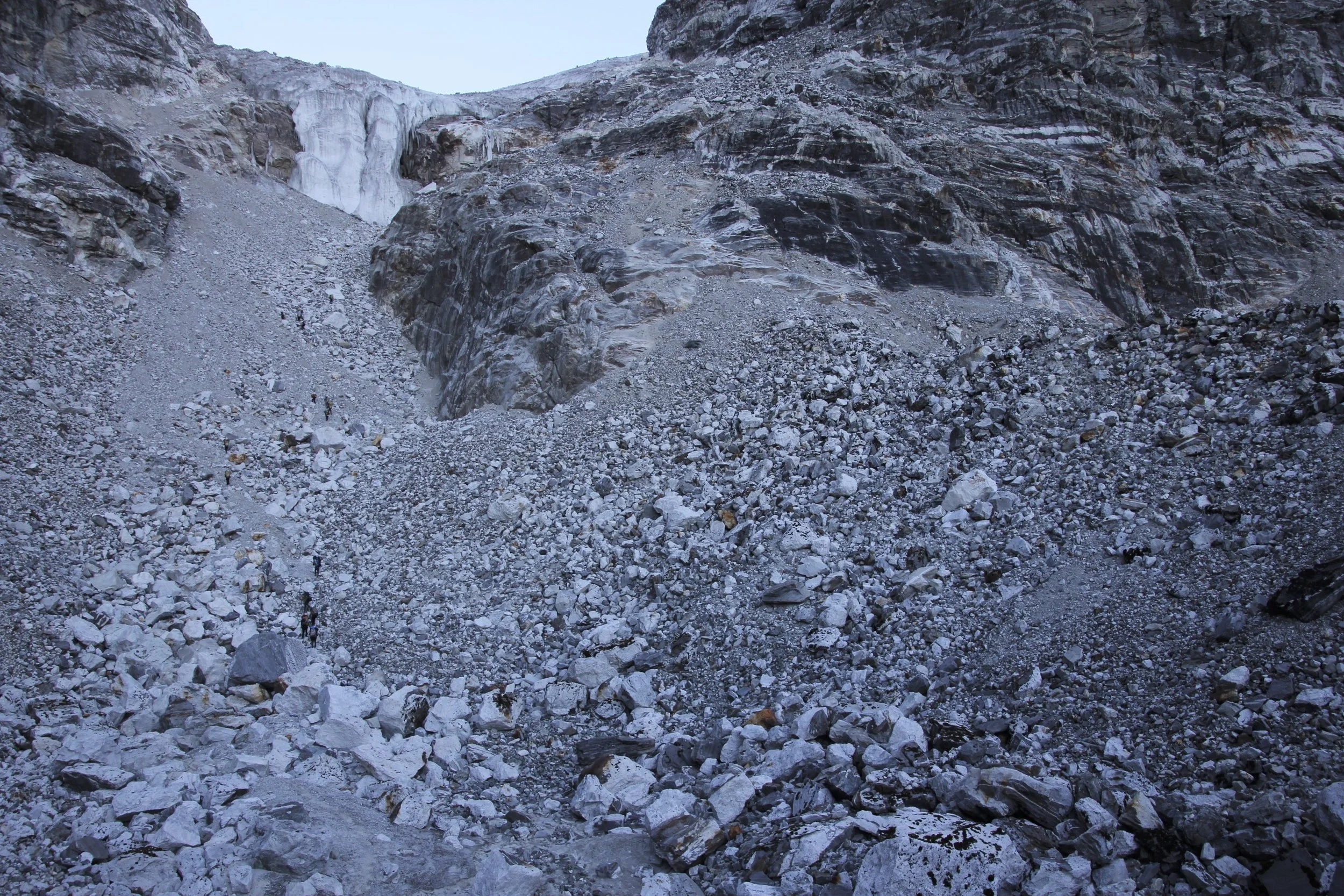 Ascending the Tilman Pass at 7am.