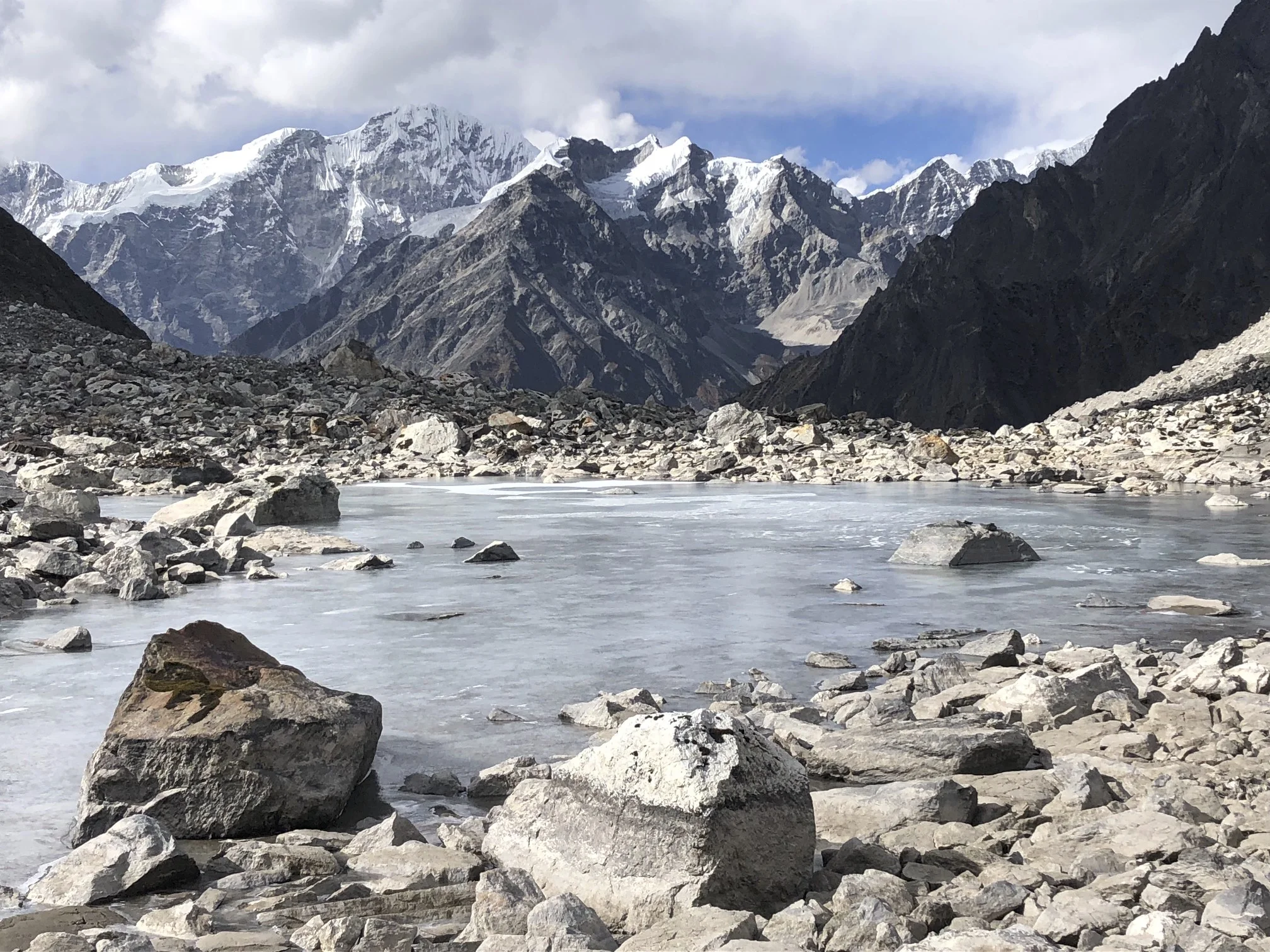 Looking towards Langshisa Kharka and the Langtang Valley from the high camp of the Tilman Pass. This was a very beautiful area to explore.