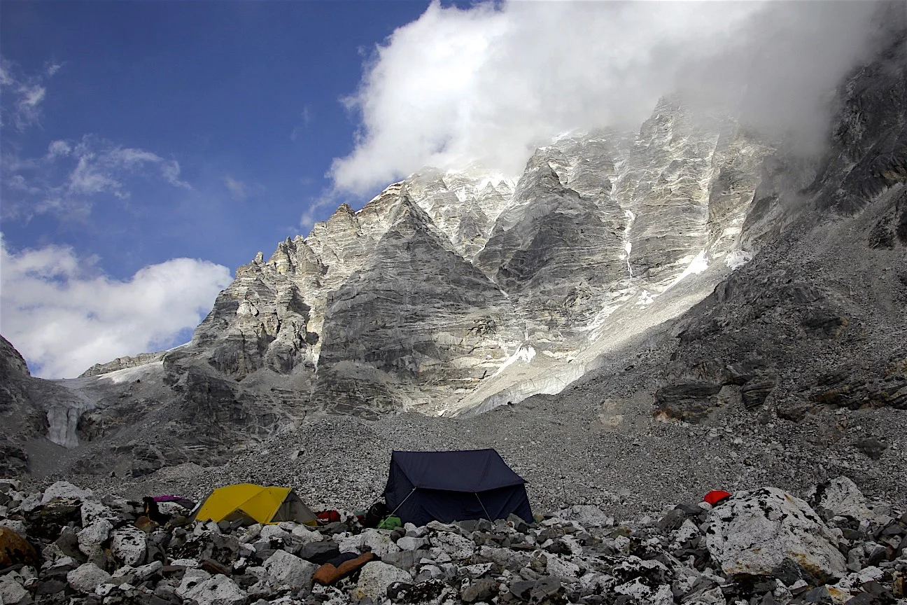The high camp for the Tilman Pass.