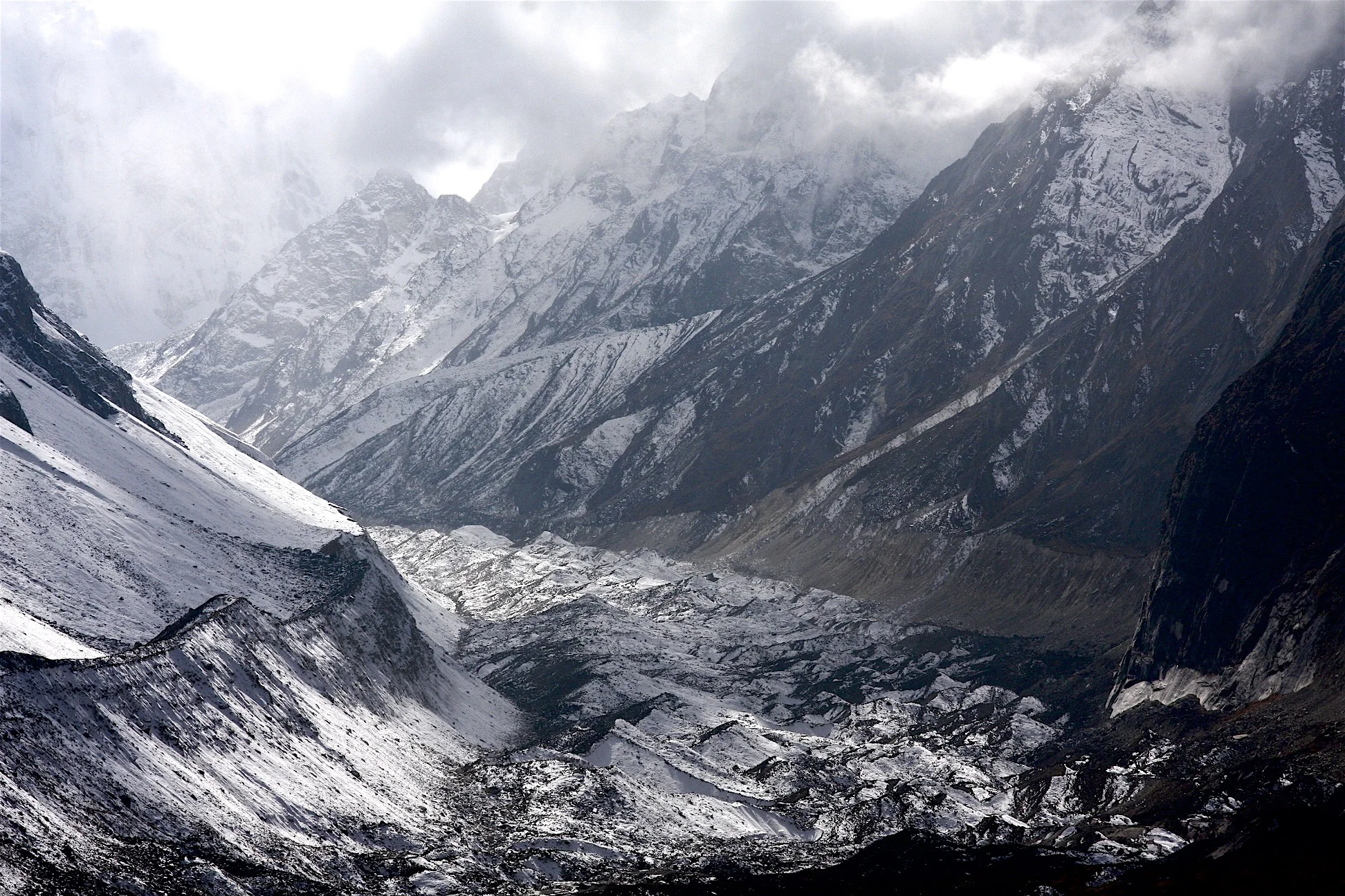 Syanche Glacier and north side of Manaslu.