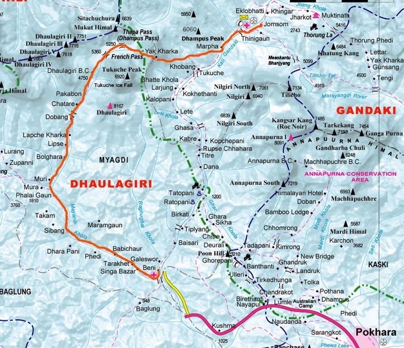 dhaulagiri base camp trek map