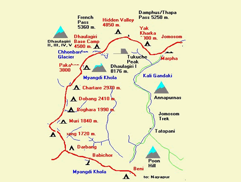 dhaulagiri base camp trek map