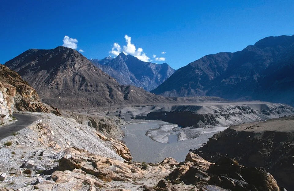 The confluence of the Himalayas, Karakoram and Hindukush. This is also the turnoff to Skardu from the main KKH.