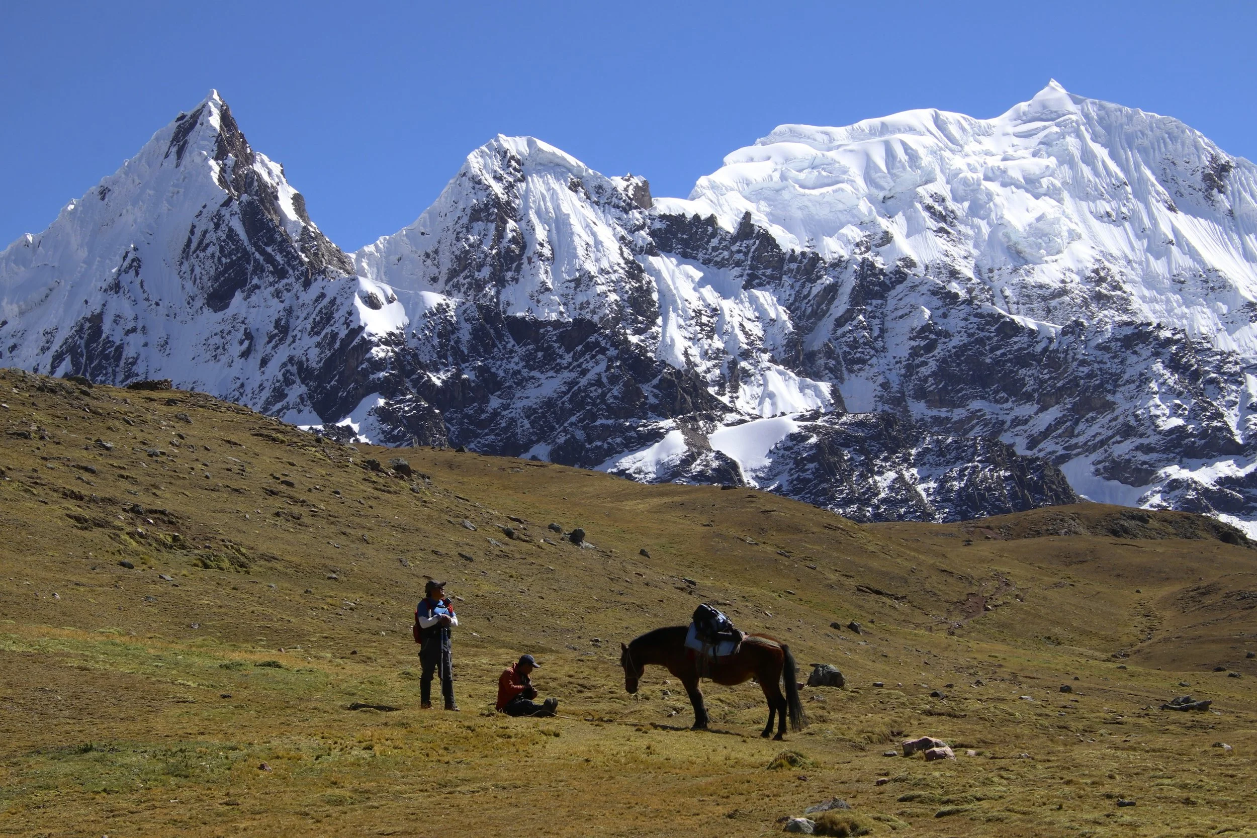 From Pampakancha camp, the trail leads to the fourth high pass Jampa Pass at 5,050m