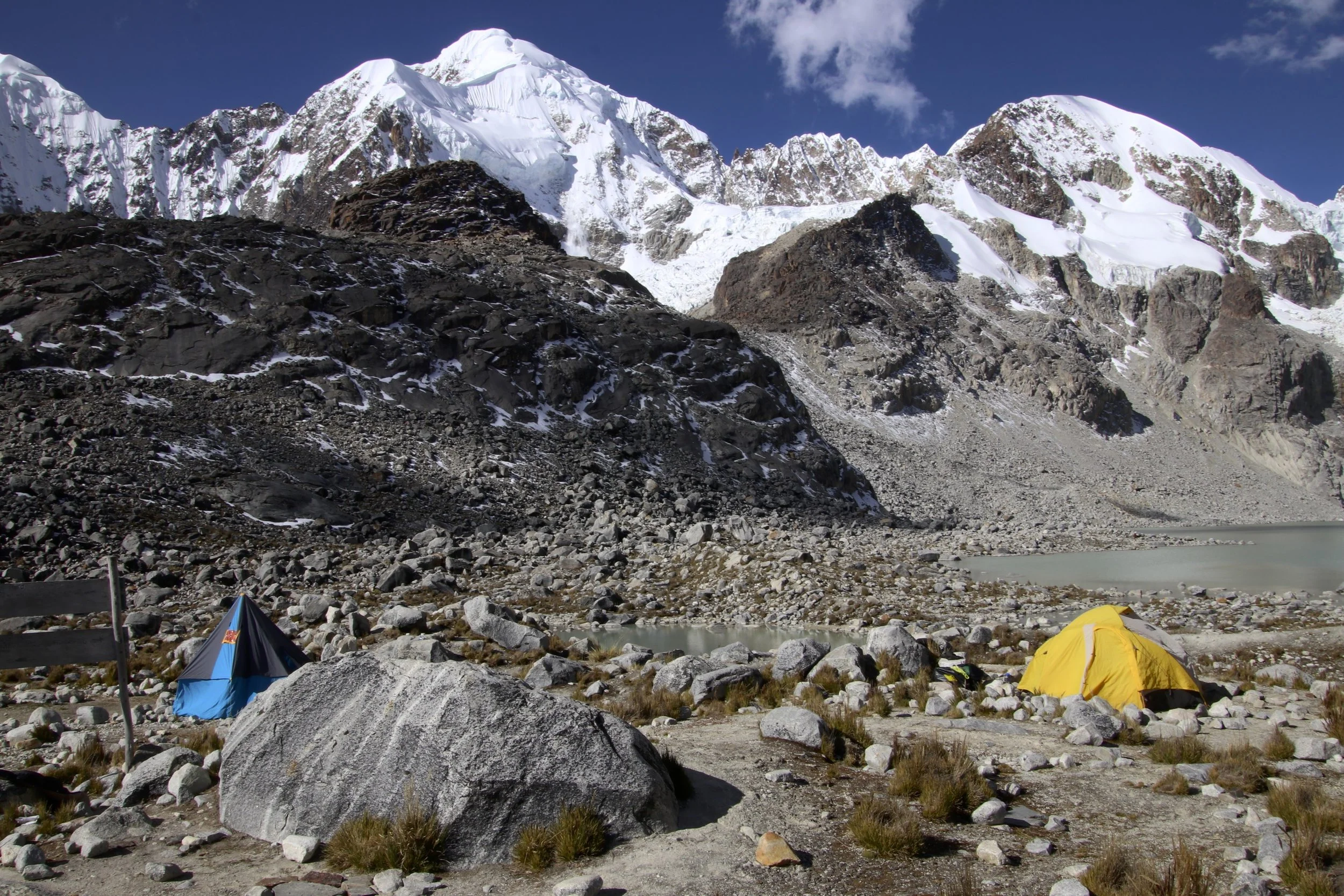 Our camp at Laguna Glaciar at 5,100m. This is a very beautiful spot with high Andes all around. This is how far we made it in 2010. I always wanted to come back and explore more of this fantastic corner of the Cordillera Real.