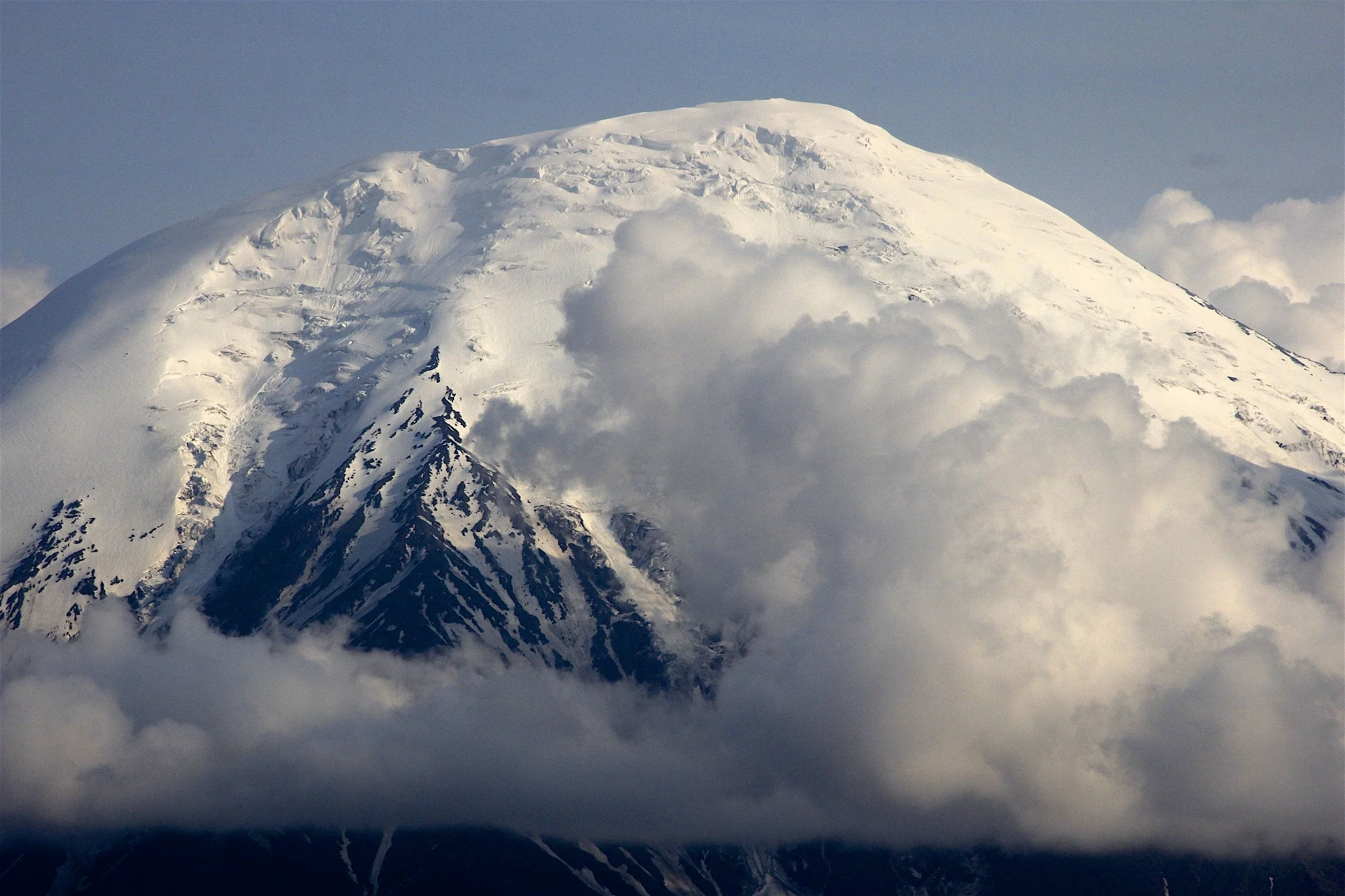 Our first view of the Ostry Tolbachik Volcano 3,672m.