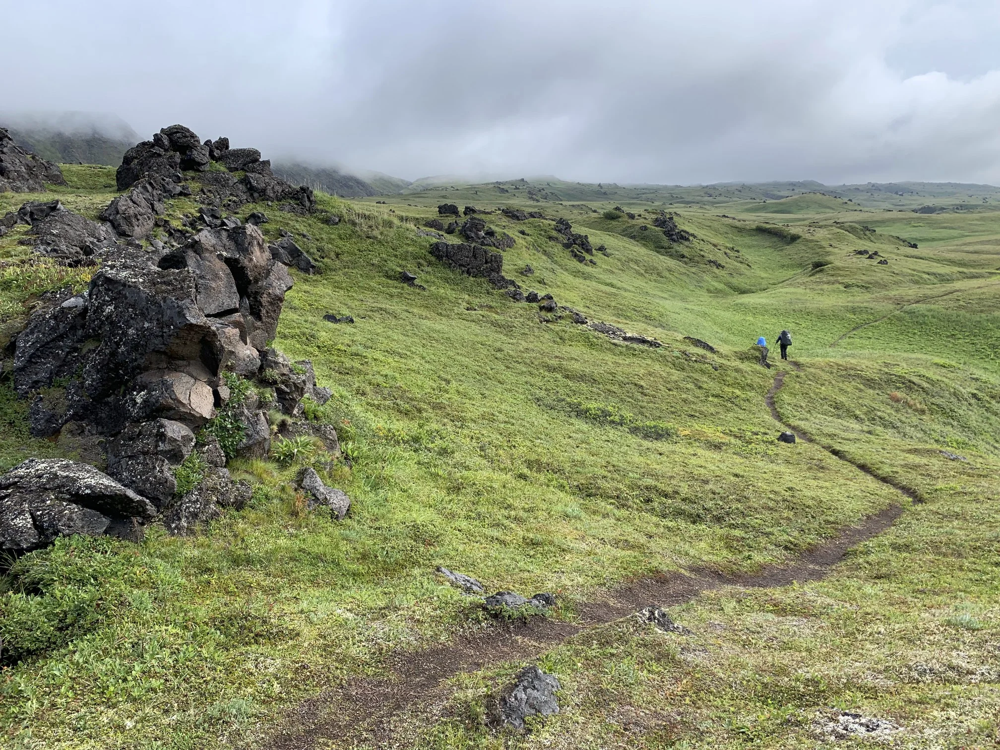 Old lava fields and towers.