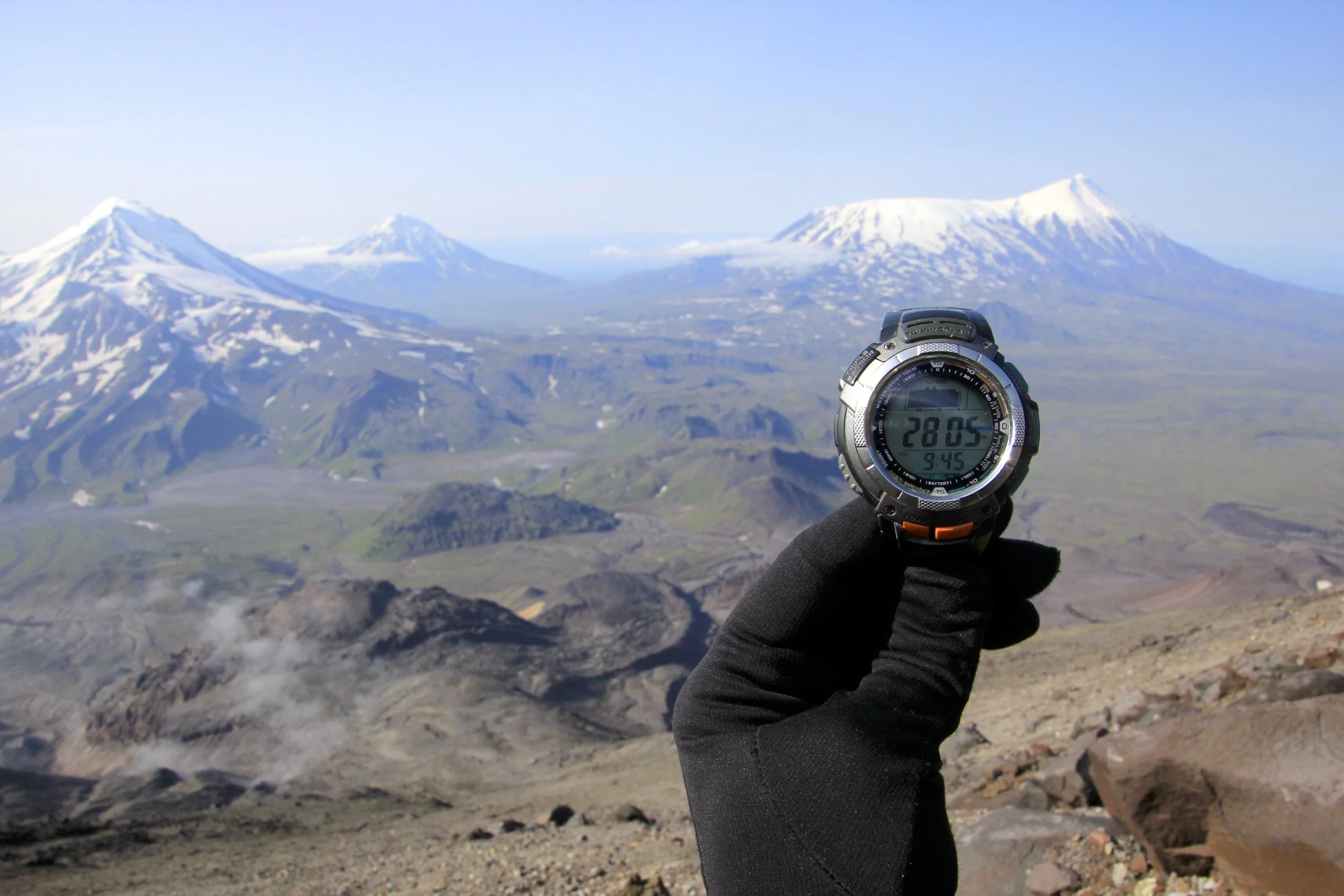 The height of the crater.