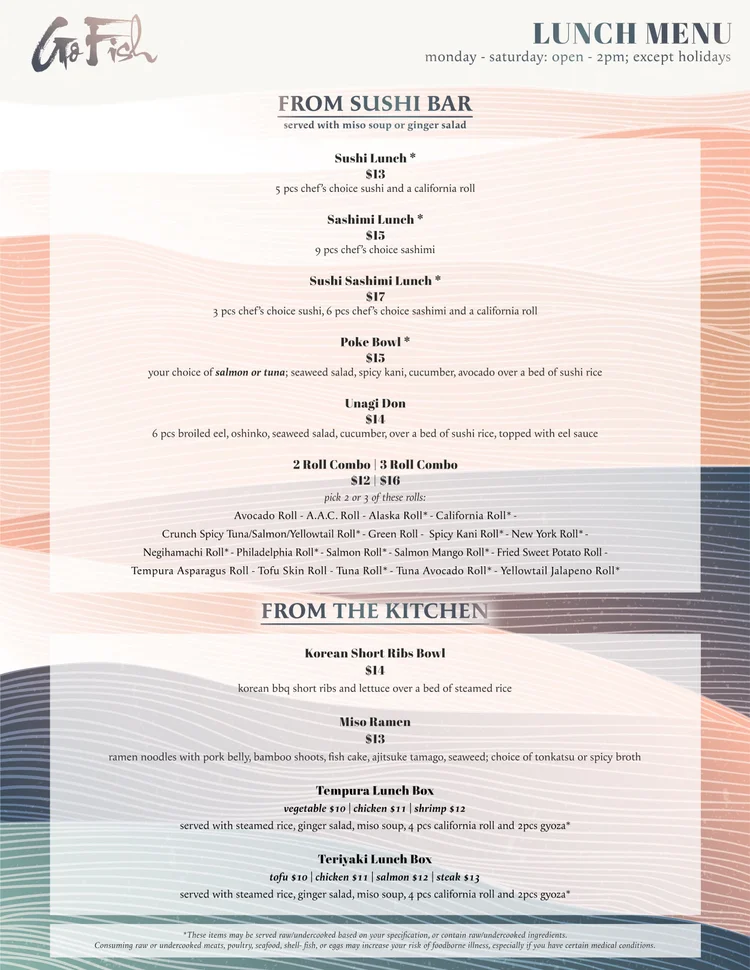 Lunch — Go Fish Sushi