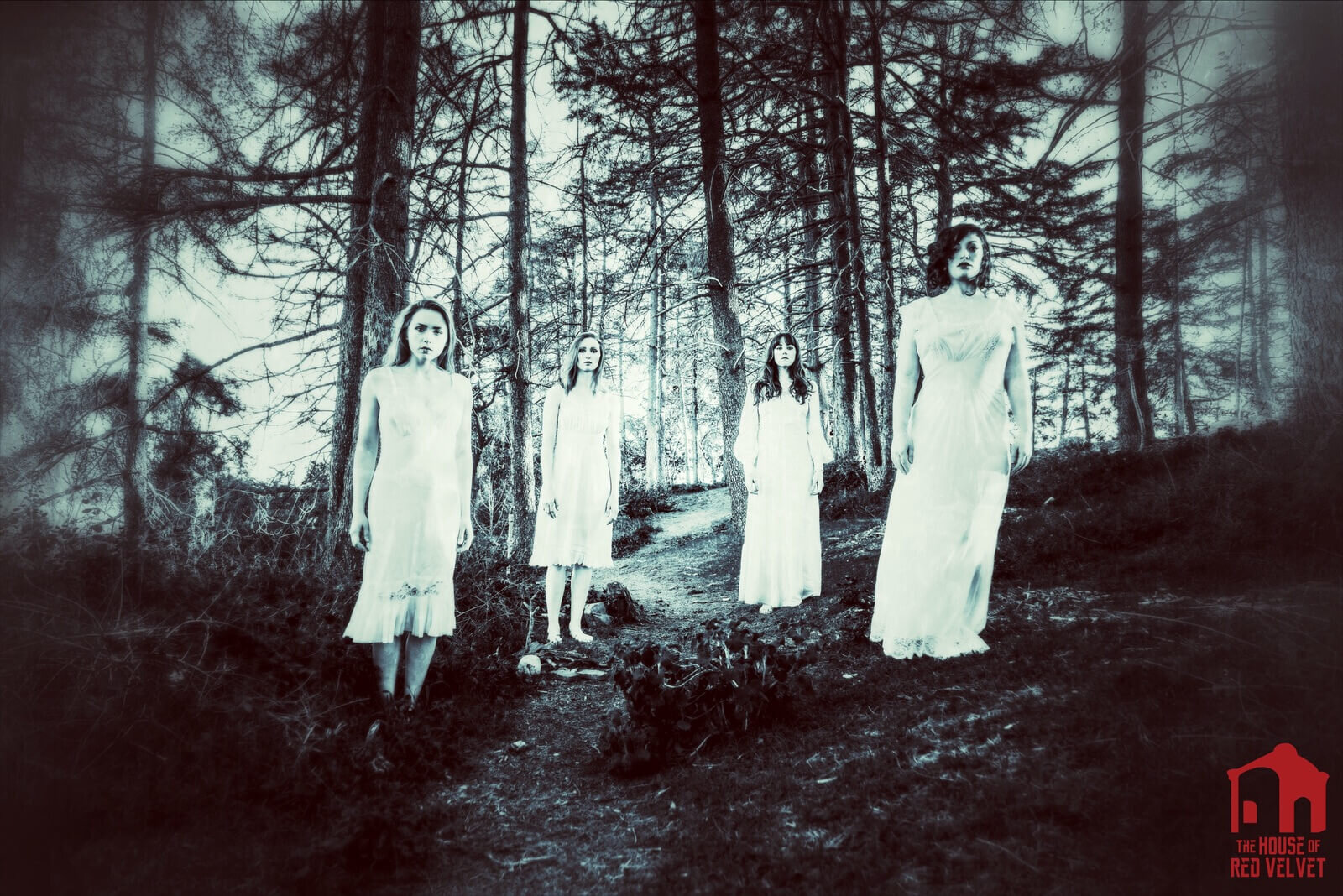 The House of Red Velvet Dark Art Photography. Witches in the forest.