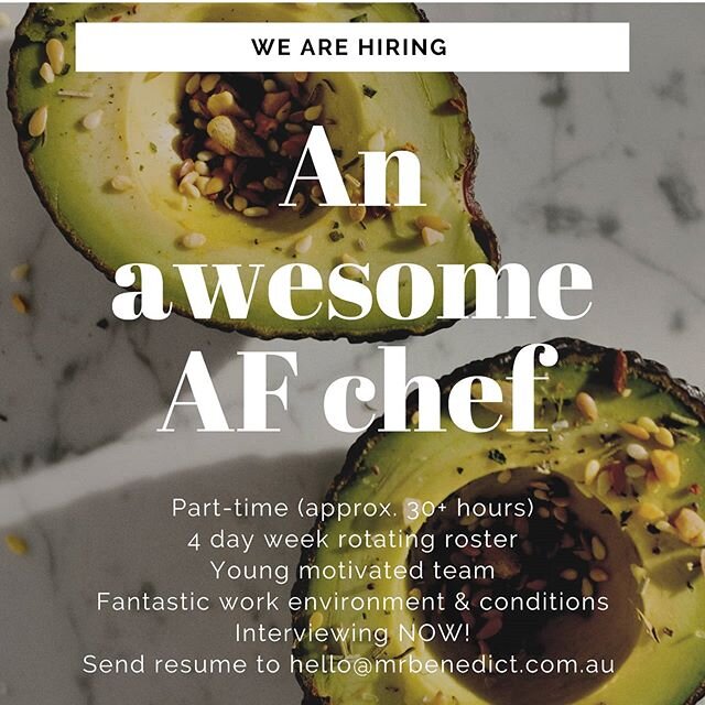 .
WE ARE HIRING ANOTHER AWESOME AF CHEF
.
The B team has had plenty of time to reflect with Rona's shenanigans and the way we want our bizzo model to look moving forward and had a revelation that it sure as shiz doesn't look like a tired or exhausted