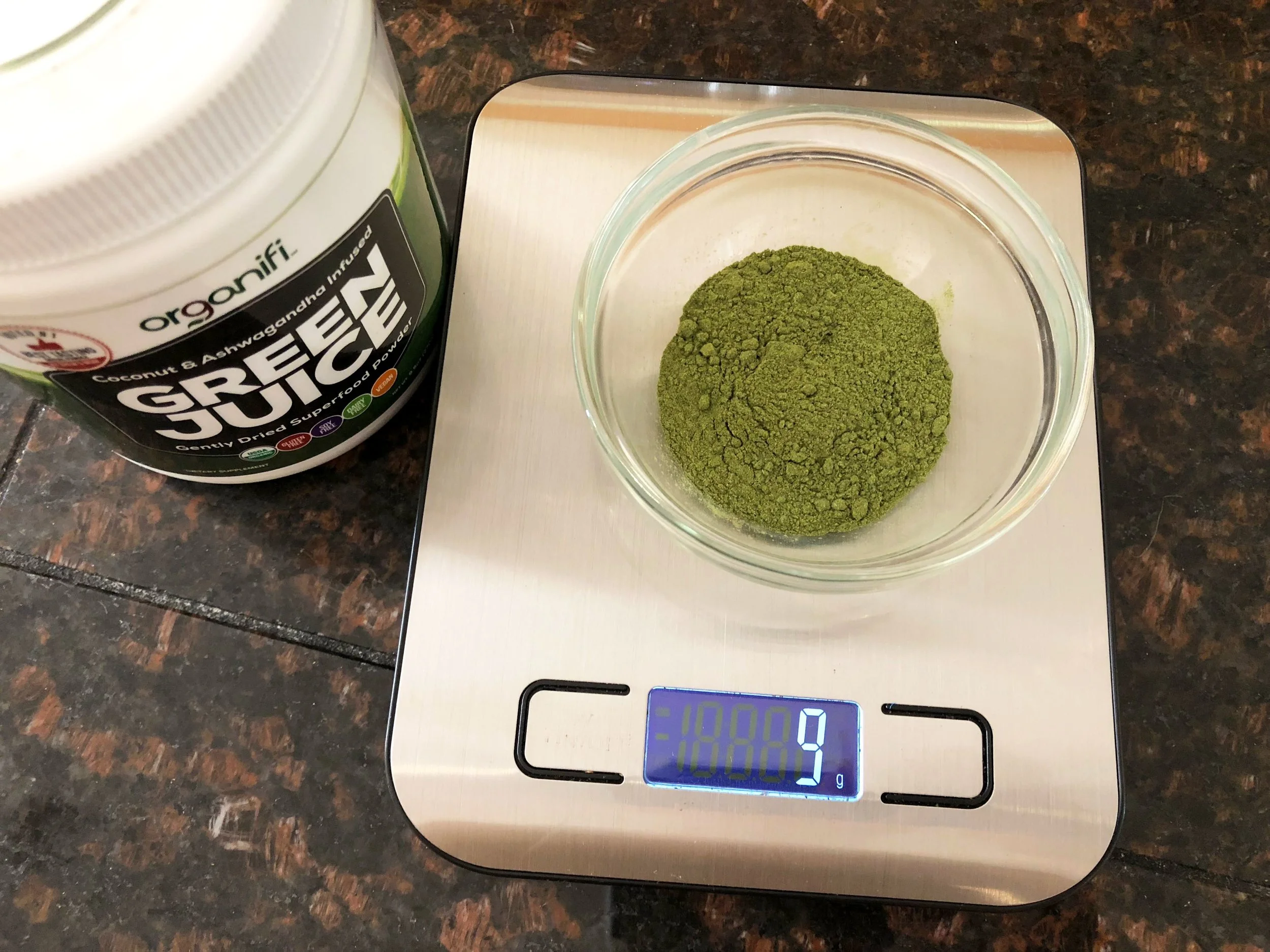 A Scoop of Green Juice Weighs to Nine Grams