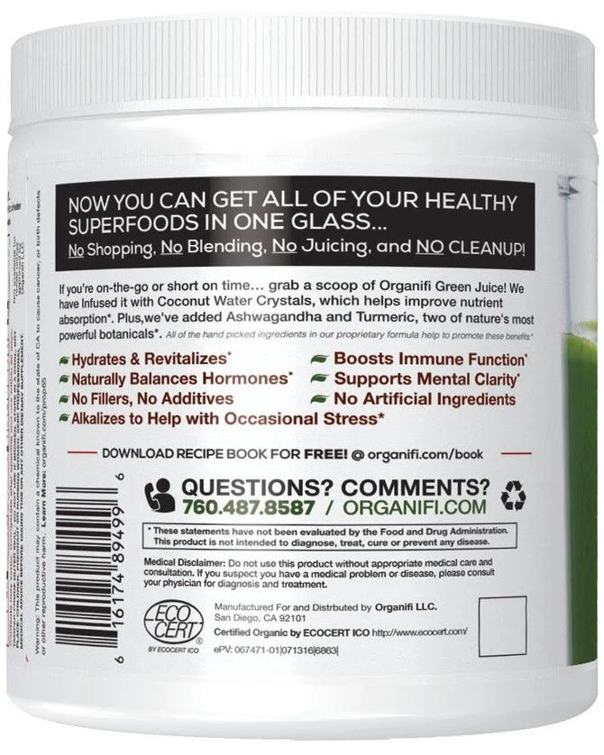 Green Juice Label Back Promo