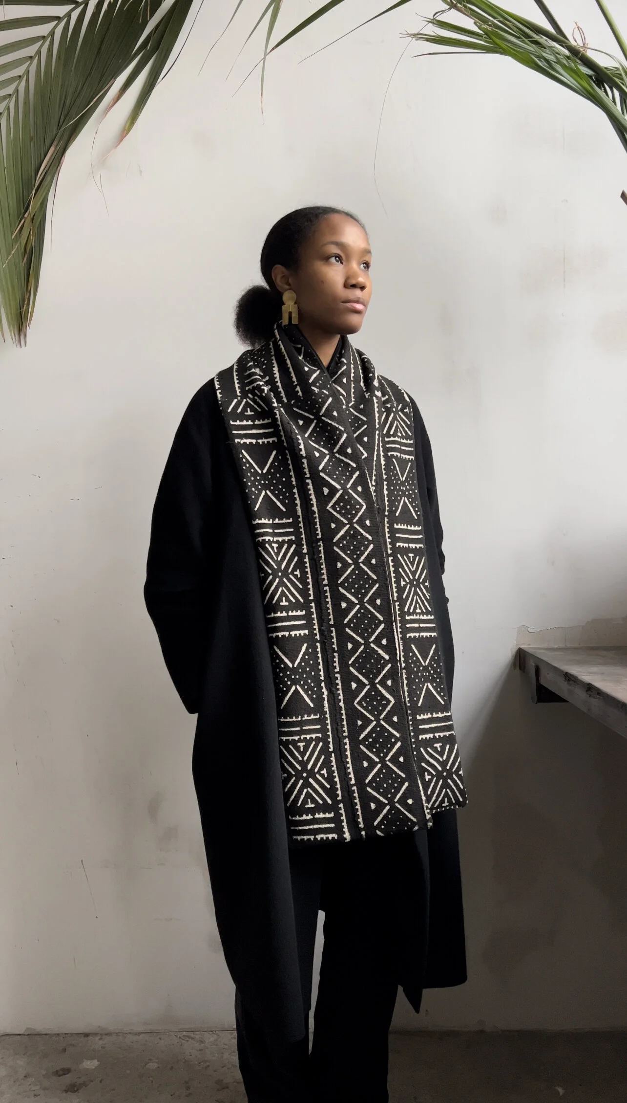 Echarpe en Bogolan Cissé Noir (Longue)